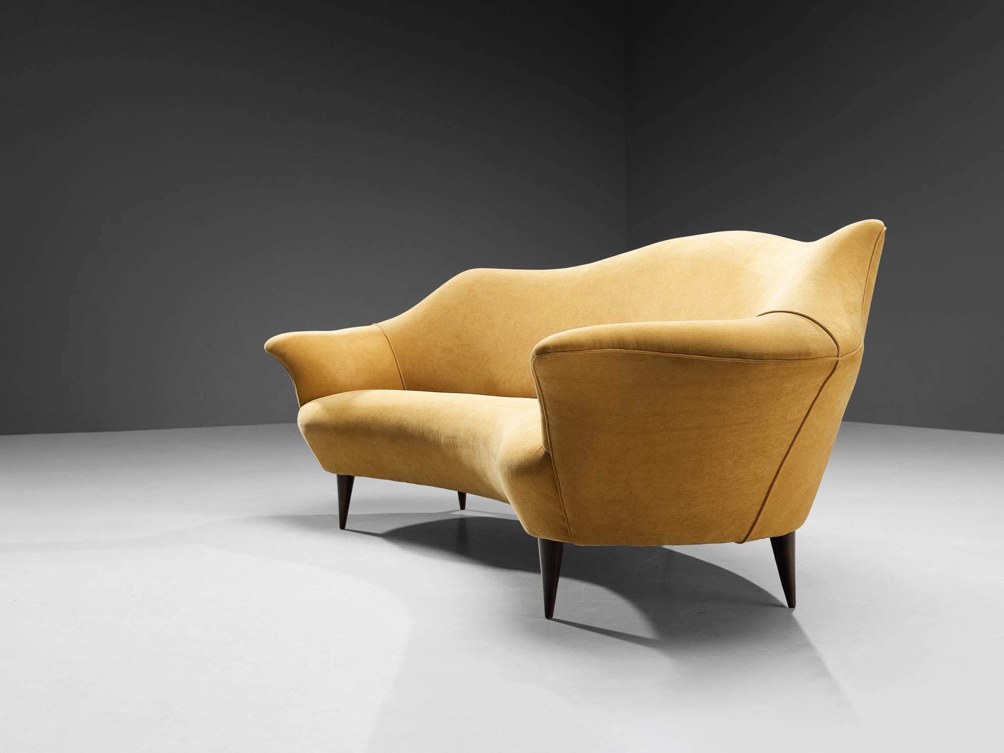 Elegant Italian Sofa in Yellow Velvet and Ash 4