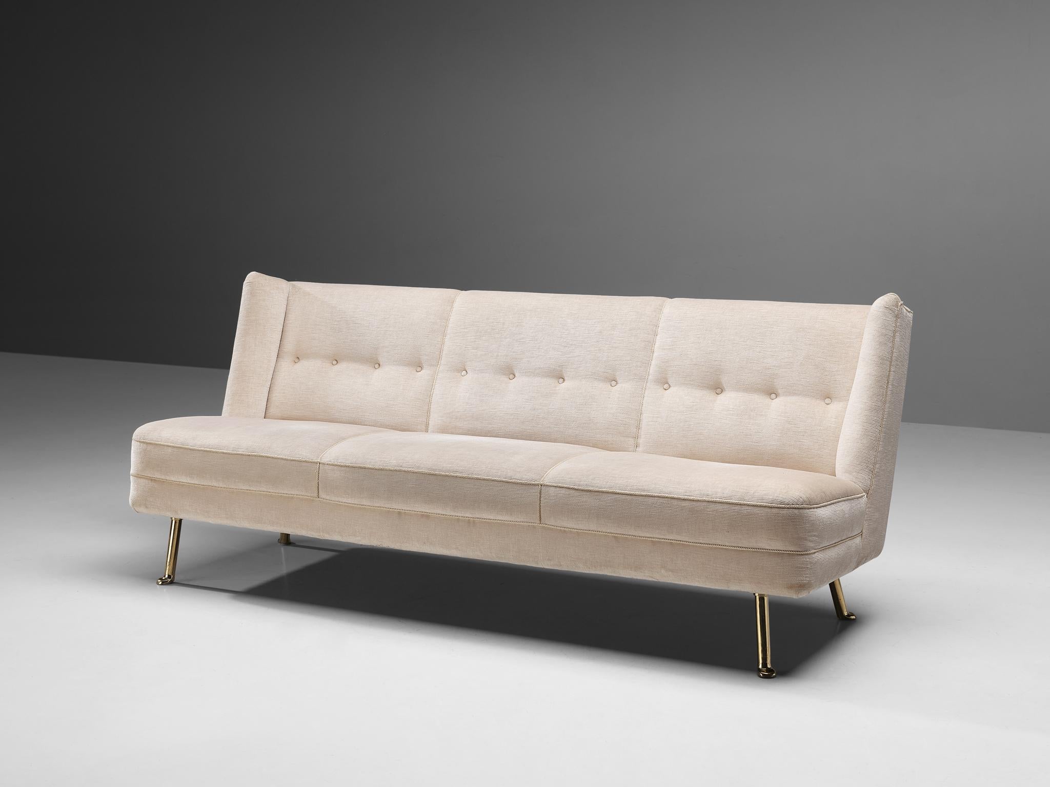 Sofa, velvet upholstery, wood Italy, 1960s

This sofa bears multiple dynamic features. The shape of the sofa is elegant due to the high backseat and graceful sides. The backseat is shaped in angled which hightens the comfort of the sofa. The small