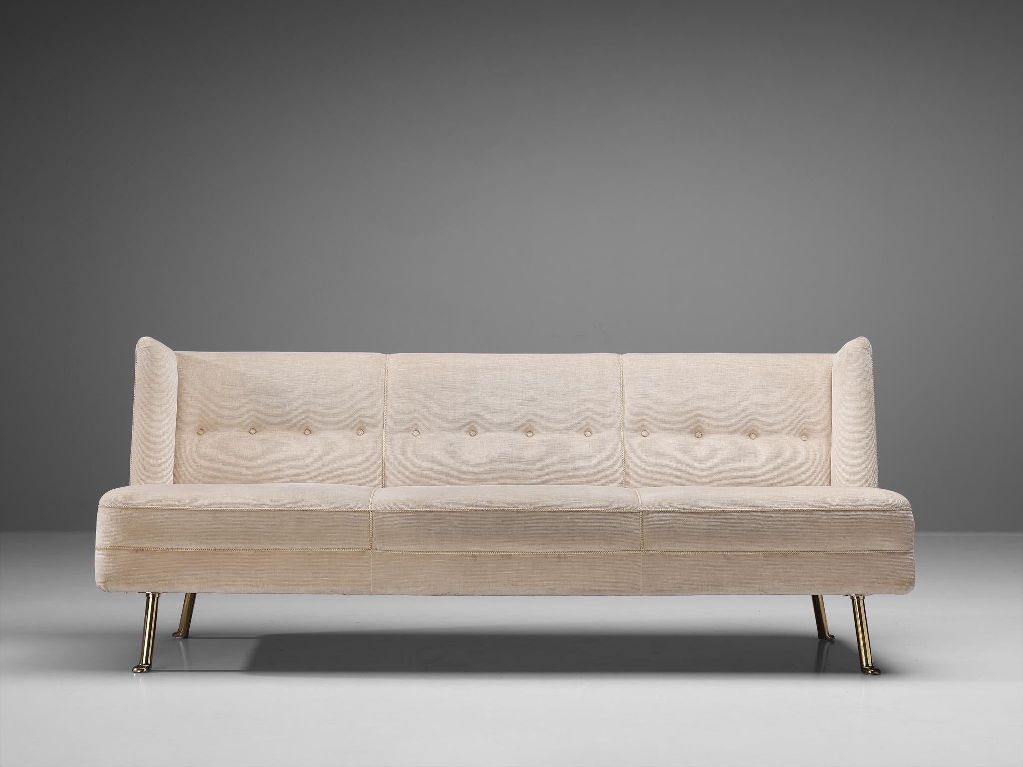 Elegant Italian Three-Seat Sofa in Cream Velvet 2