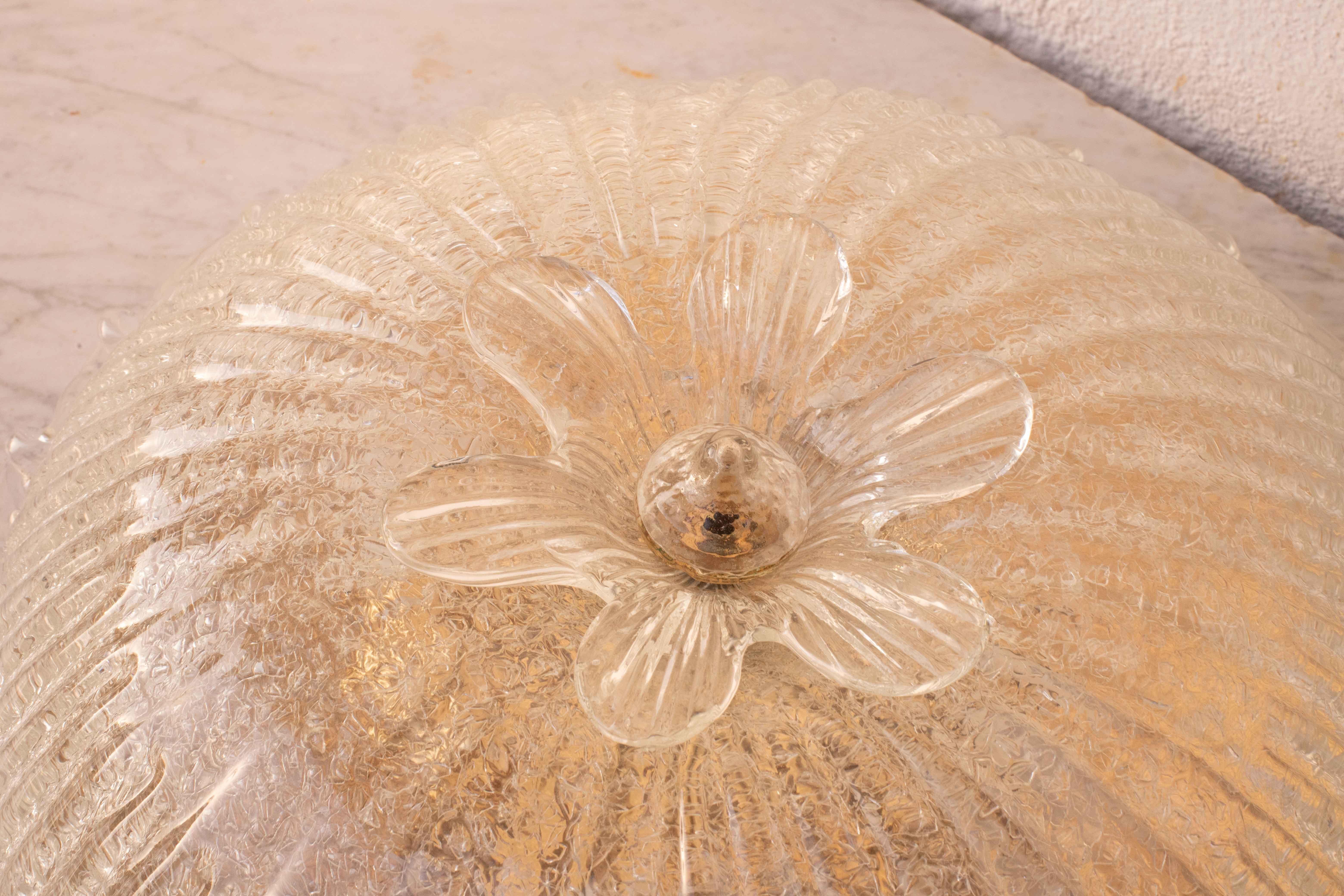 Elegant Italian Transparent Murano Glass Ceiling with Flower For Sale 6