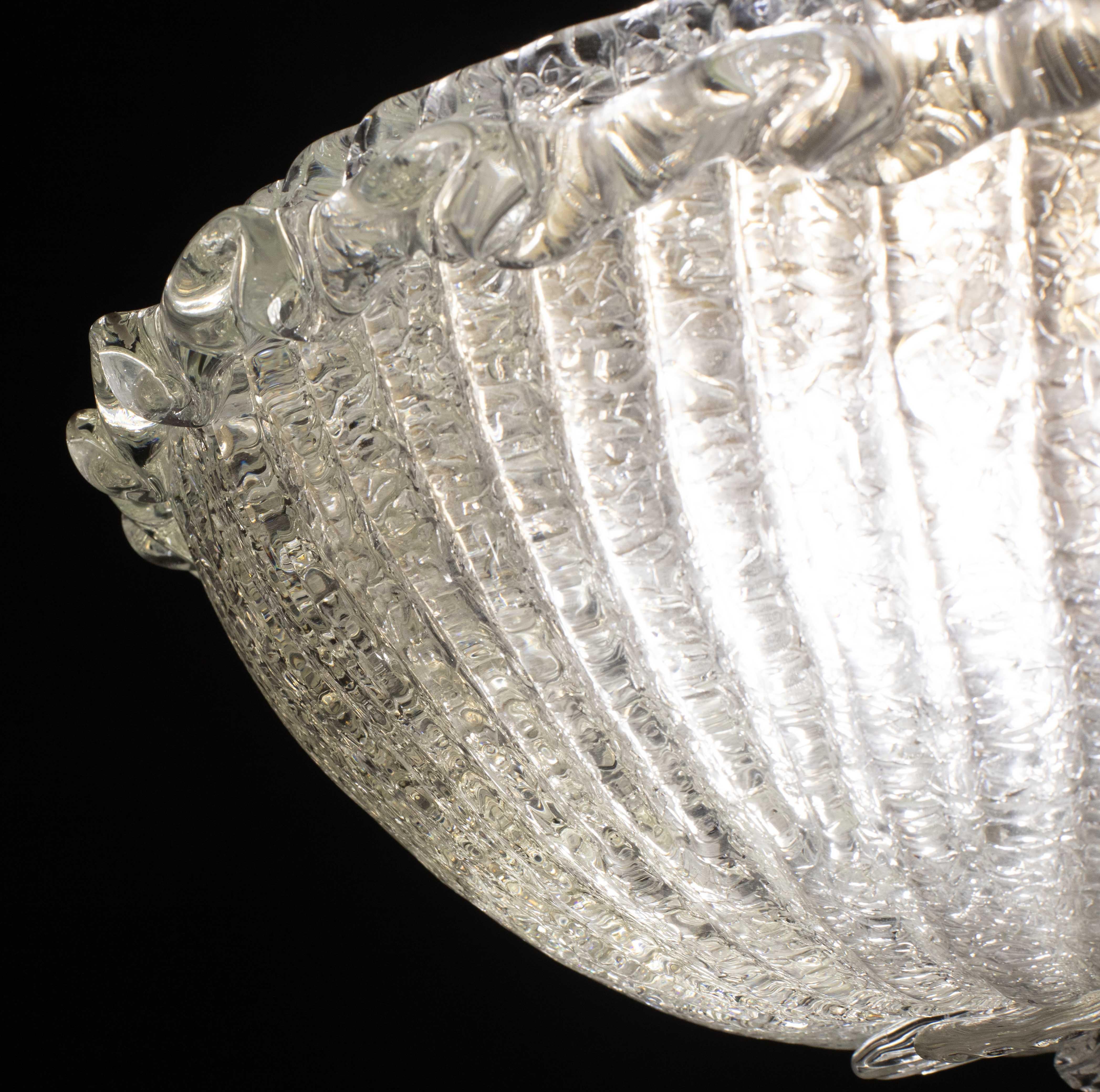 Elegant Italian Transparent Murano Glass Ceiling with Flower For Sale 8