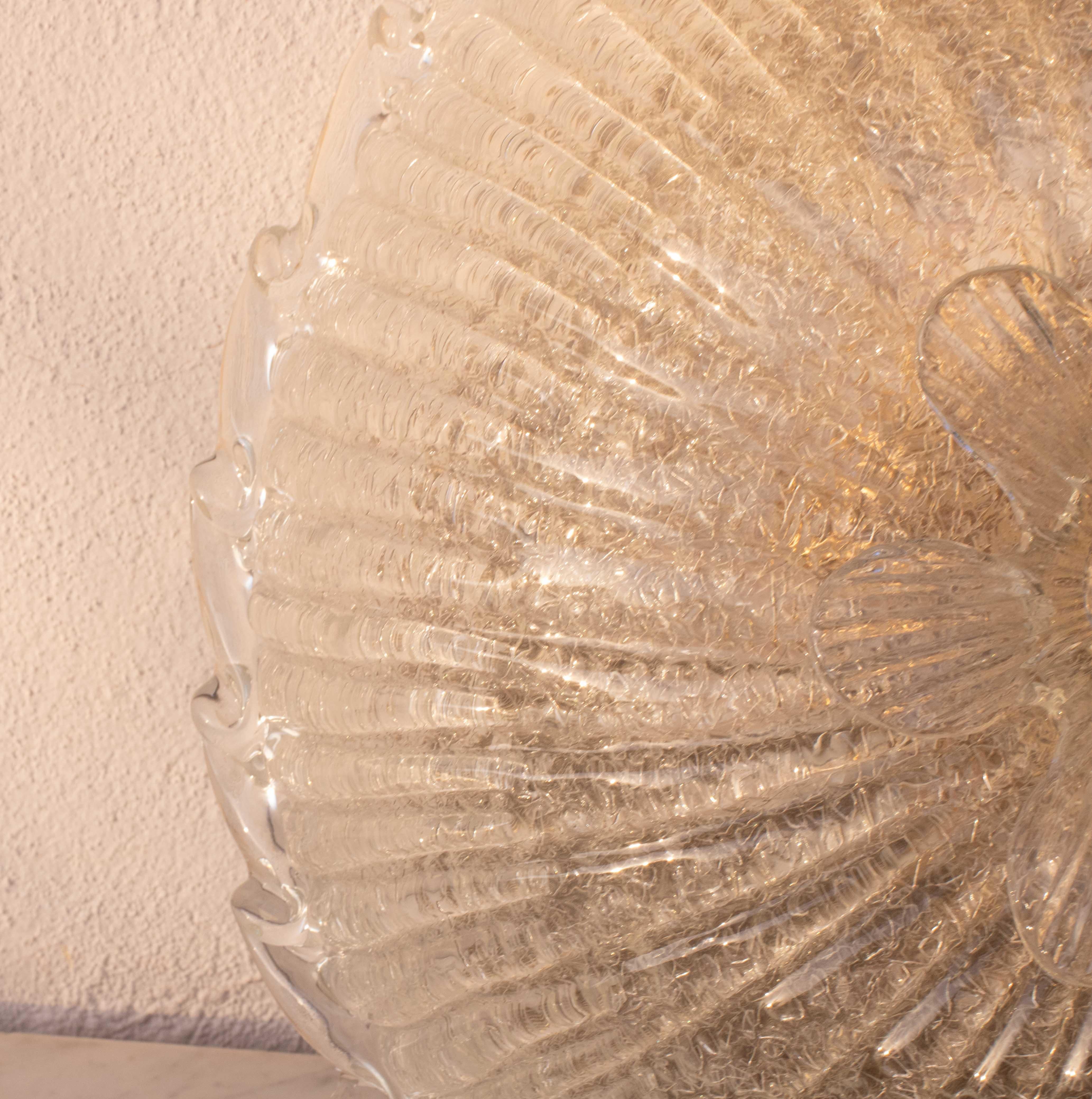 Elegant Italian Transparent Murano Glass Ceiling with Flower For Sale 3