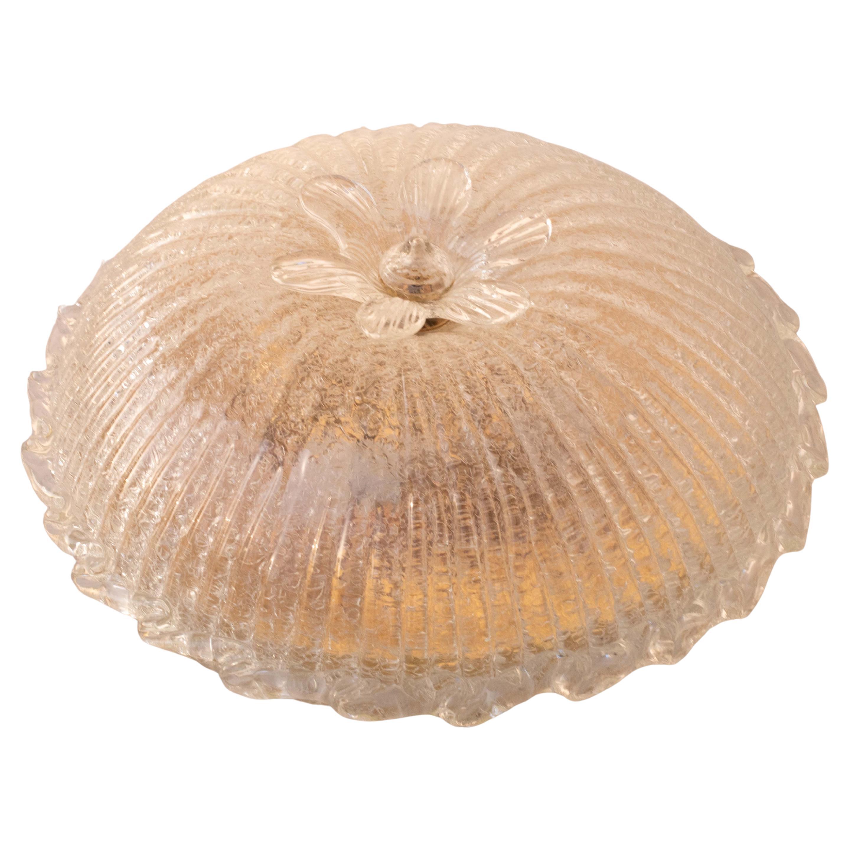 Elegant Italian Transparent Murano Glass Ceiling with Flower