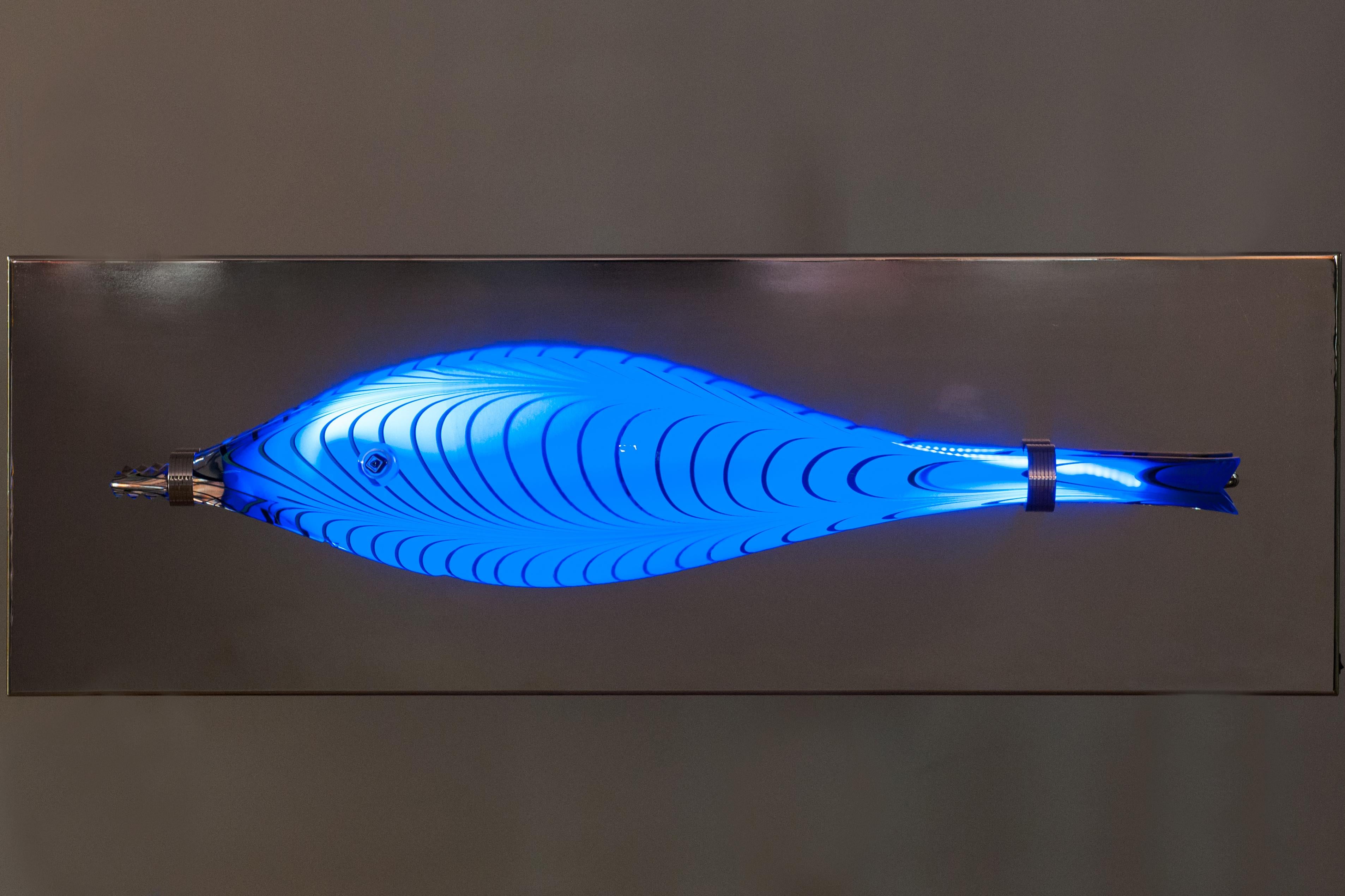 Elegant Italian Venetian Blue Wall Lamp in Blue Murano Glass 1990s Alberto Donà For Sale 4
