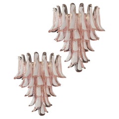 Elegant Italian Vintage Murano Chandeliers, 52 Pink Glass Petals