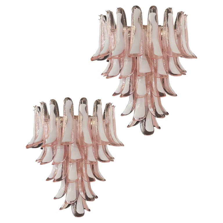 Pair of Murano Glass Petal Chandeliers, 1990