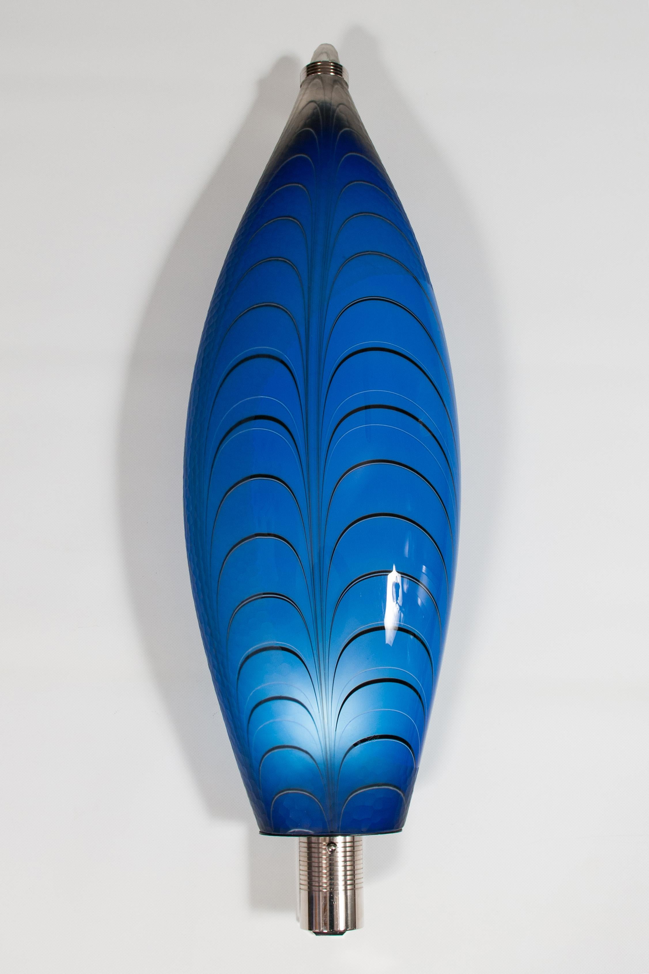 Murano Glass Wall Lamp Fish shaped Blue color hand carved Contemporary Italy For Sale 8