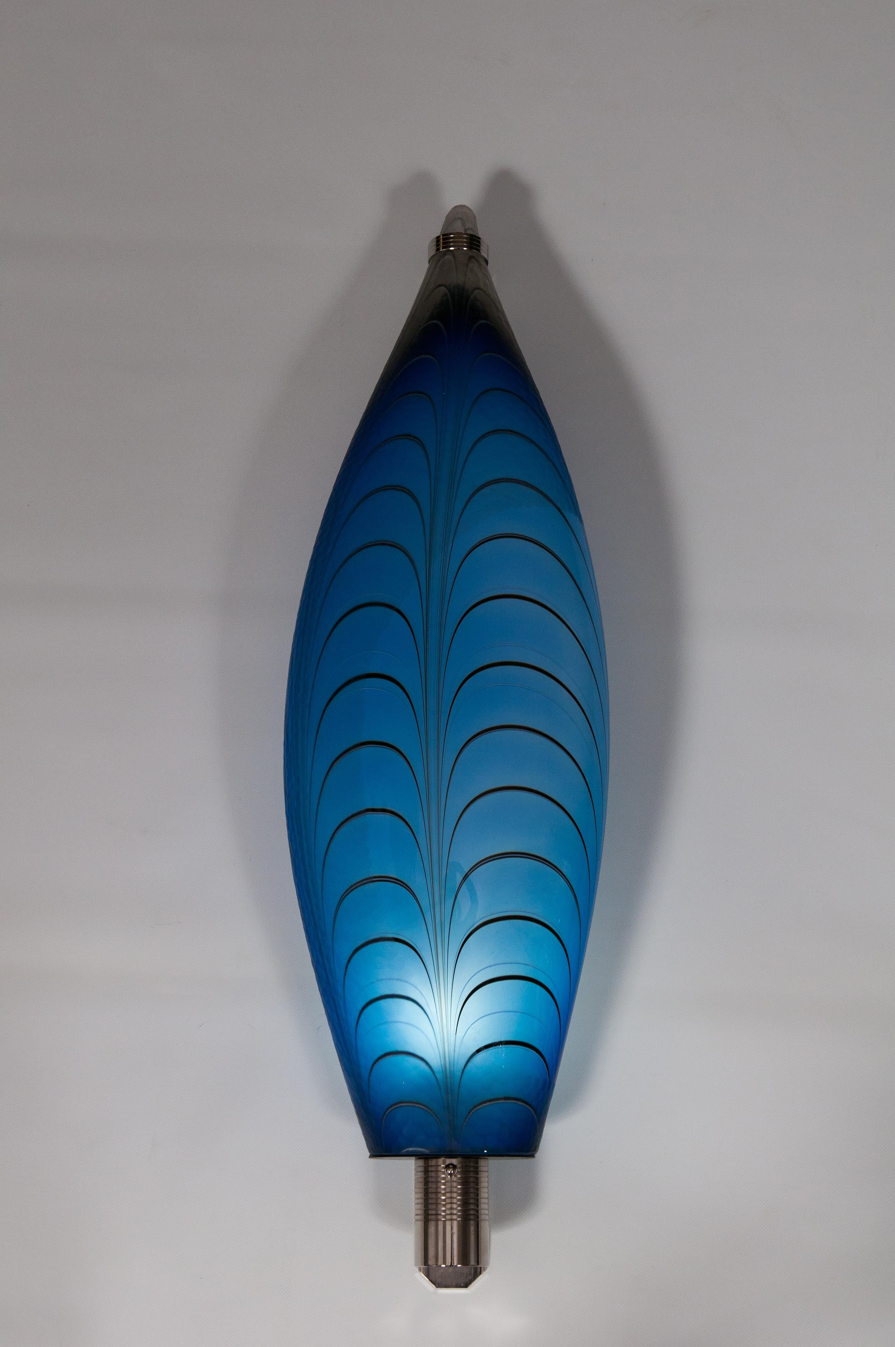 Murano Glass Wall Lamp Fish shaped Blue color hand carved Contemporary Italy For Sale 11