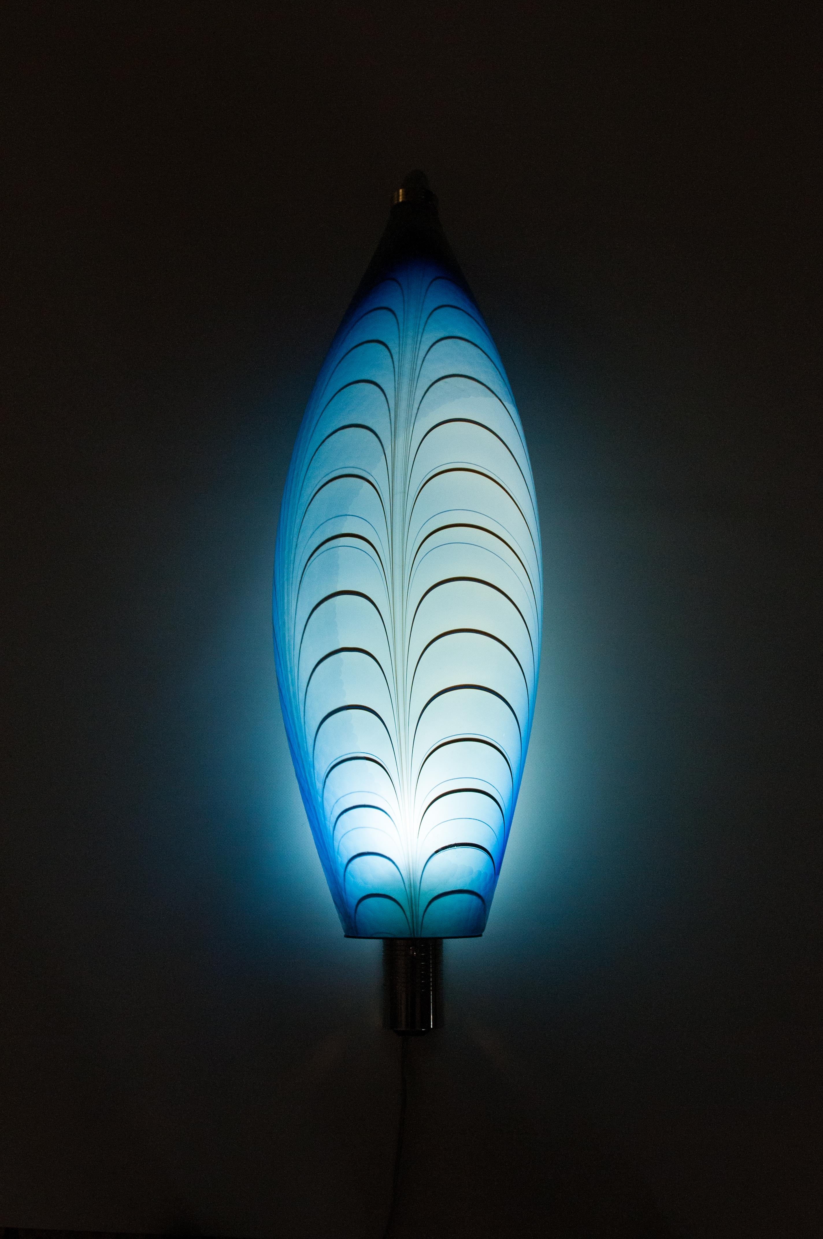 Murano Glass Wall Lamp Fish shaped Blue color hand carved Contemporary Italy For Sale 13