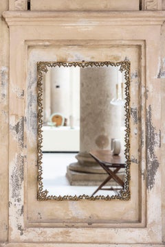 Elegant Italian wall mirror with finely detailed gilt metal frame, circa 1950s