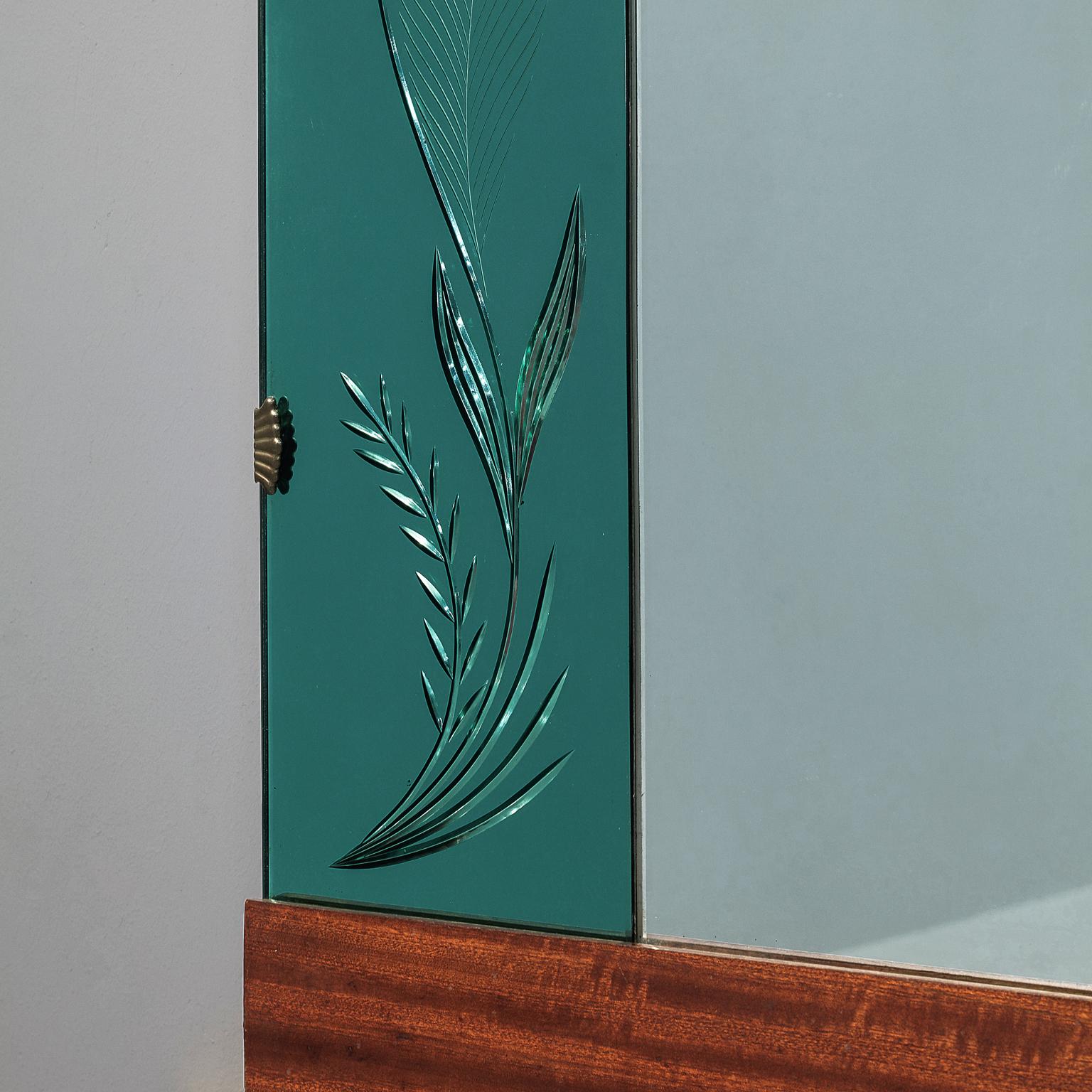 Elegante Espejo de Pared Italiano con Canto Turquesa en Bueno estado para la venta en Waalwijk, NL