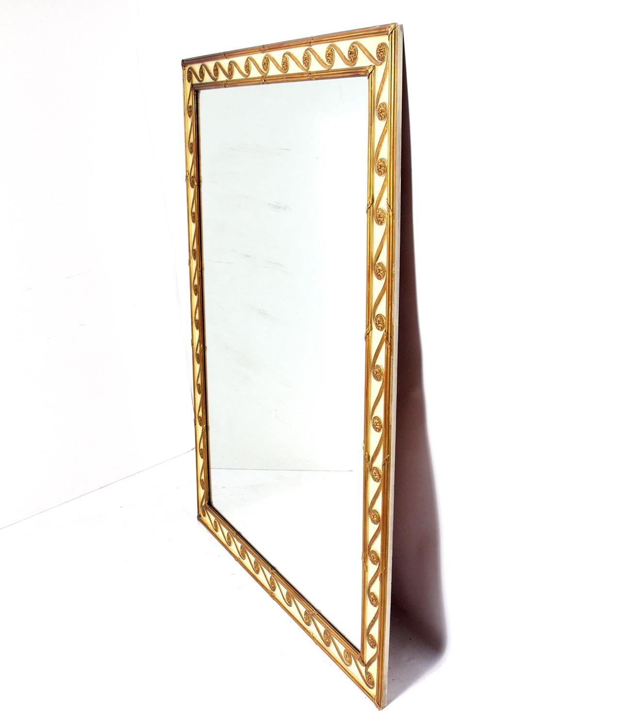 French Elegant Ivory and Gilt Mirror