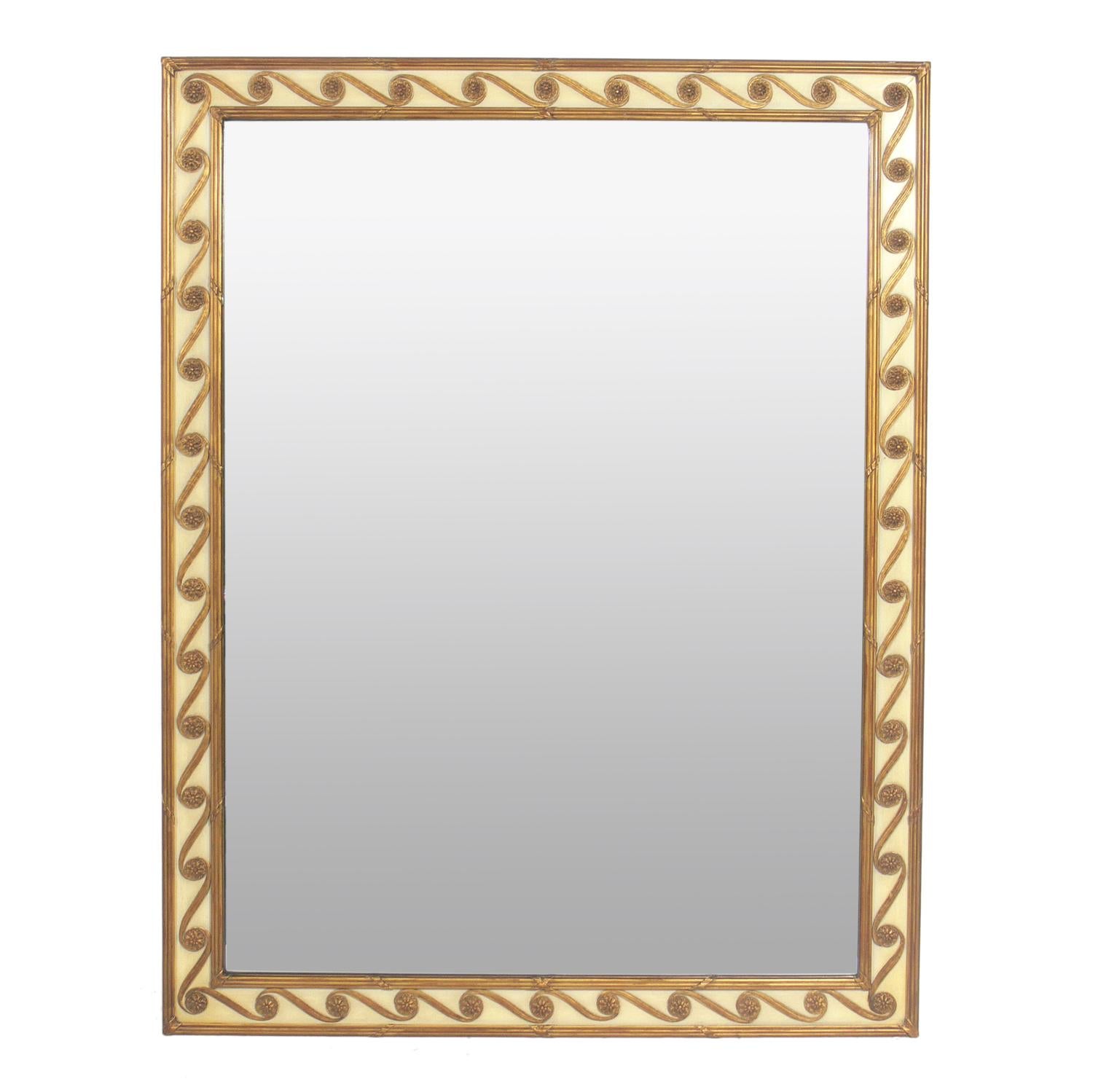 Elegant Ivory and Gilt Mirror For Sale