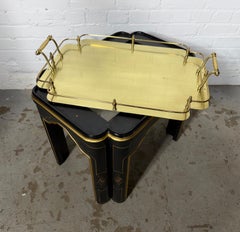 Elegant James Mont Style Chinoiserie Brass and Painted Cocktail Table