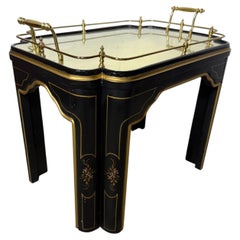Elegant James Mont Style Chinoiserie Brass and Painted Cocktail Table