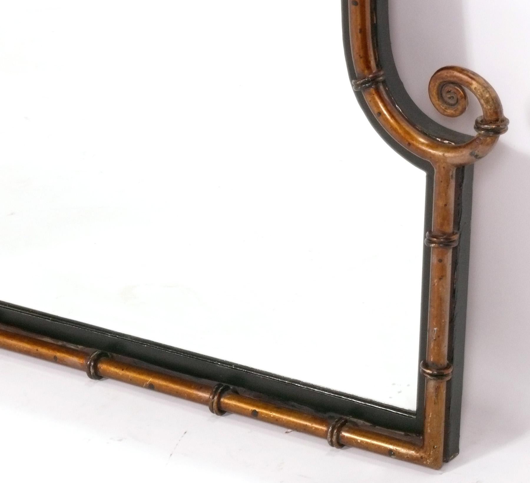 Cineserie Elegant James Mont Style Faux Bamboo Mirror 41.5