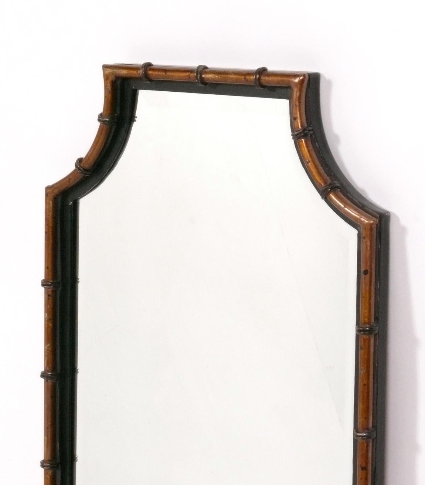 Americano Elegant James Mont Style Faux Bamboo Mirror 41.5