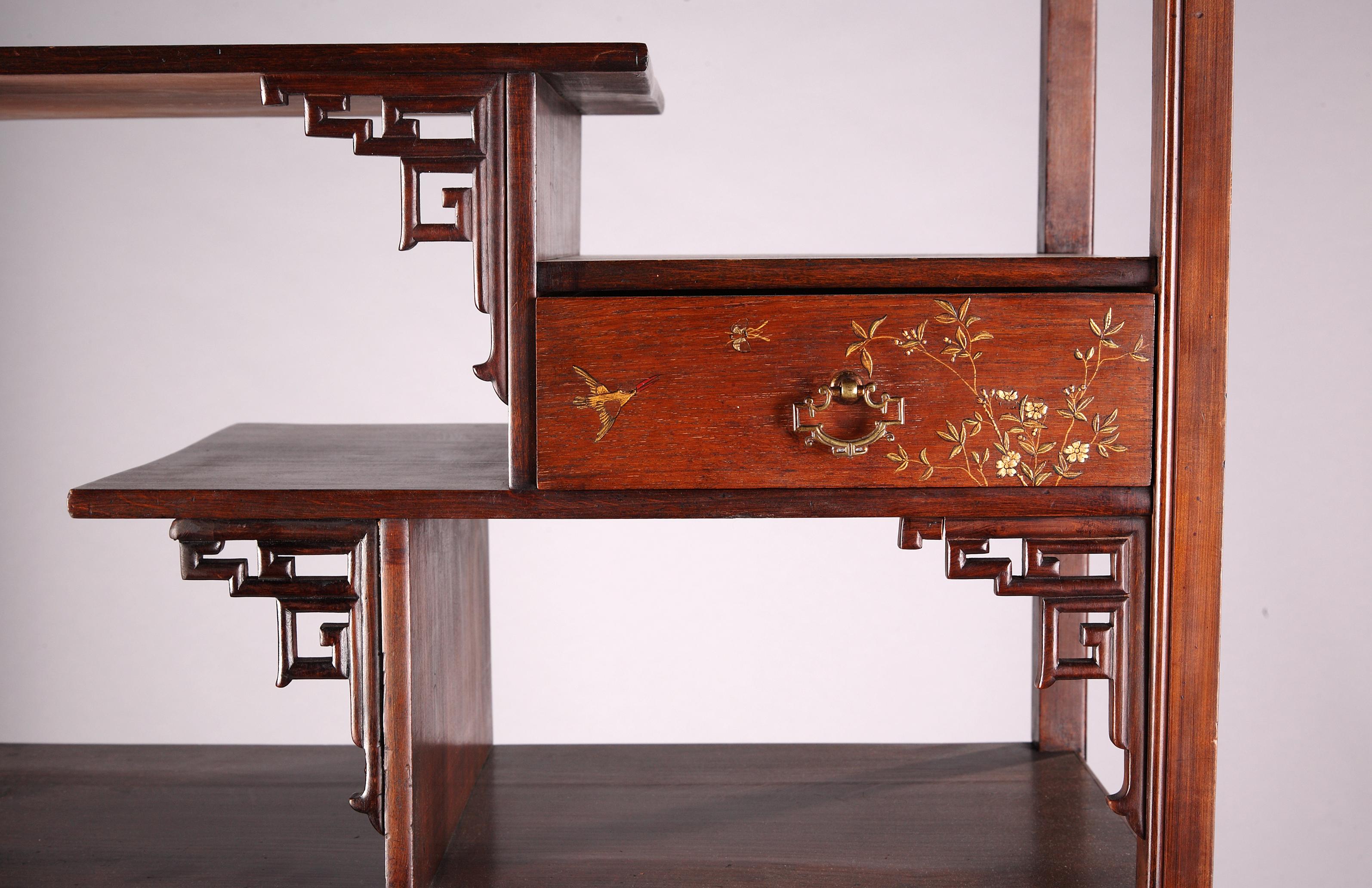 Japonisme Japanese Style Cabinet-Secretary Attributed to G. Viardot, France, Circa 1880 For Sale