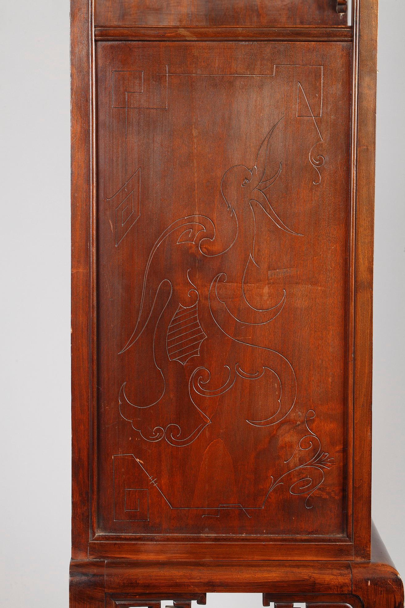 Wood Japanese Style Cabinet-Secretary Attributed to G. Viardot, France, Circa 1880 For Sale