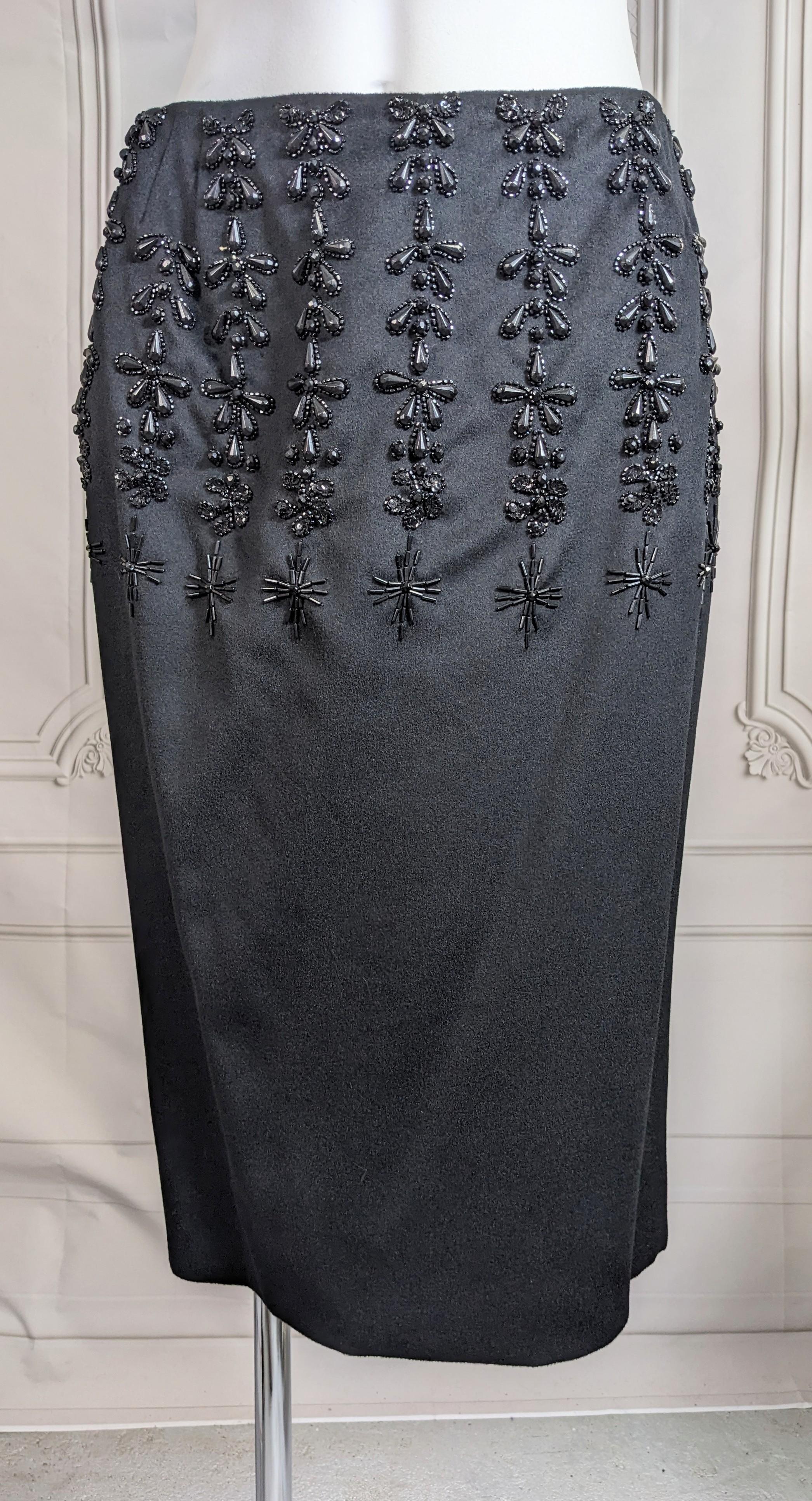Elegant Jet Beaded Wool Velour Cocktail Ensemble For Sale 5