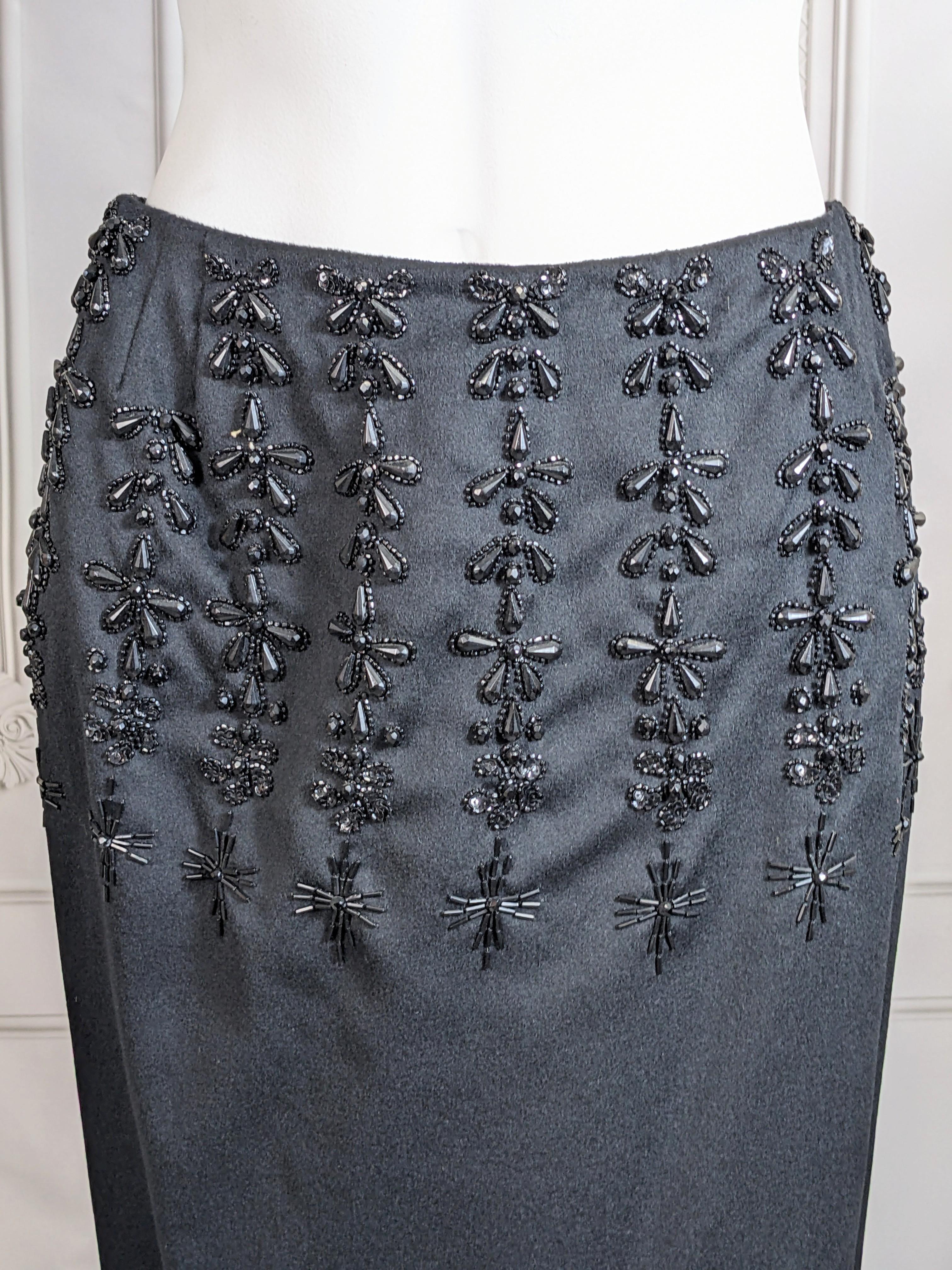 Elegant Jet Beaded Wool Velour Cocktail Ensemble For Sale 6