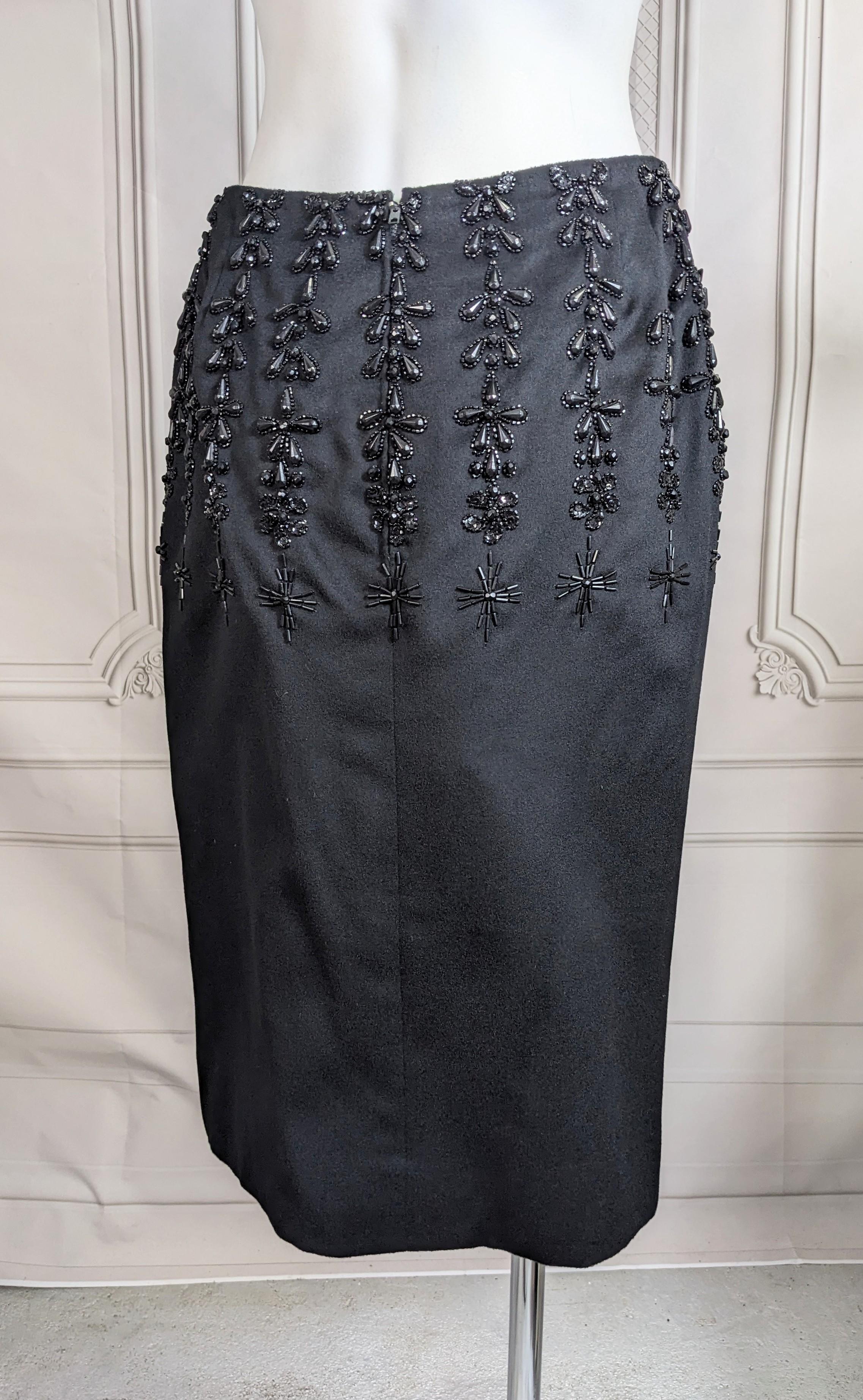 Elegant Jet Beaded Wool Velour Cocktail Ensemble For Sale 7
