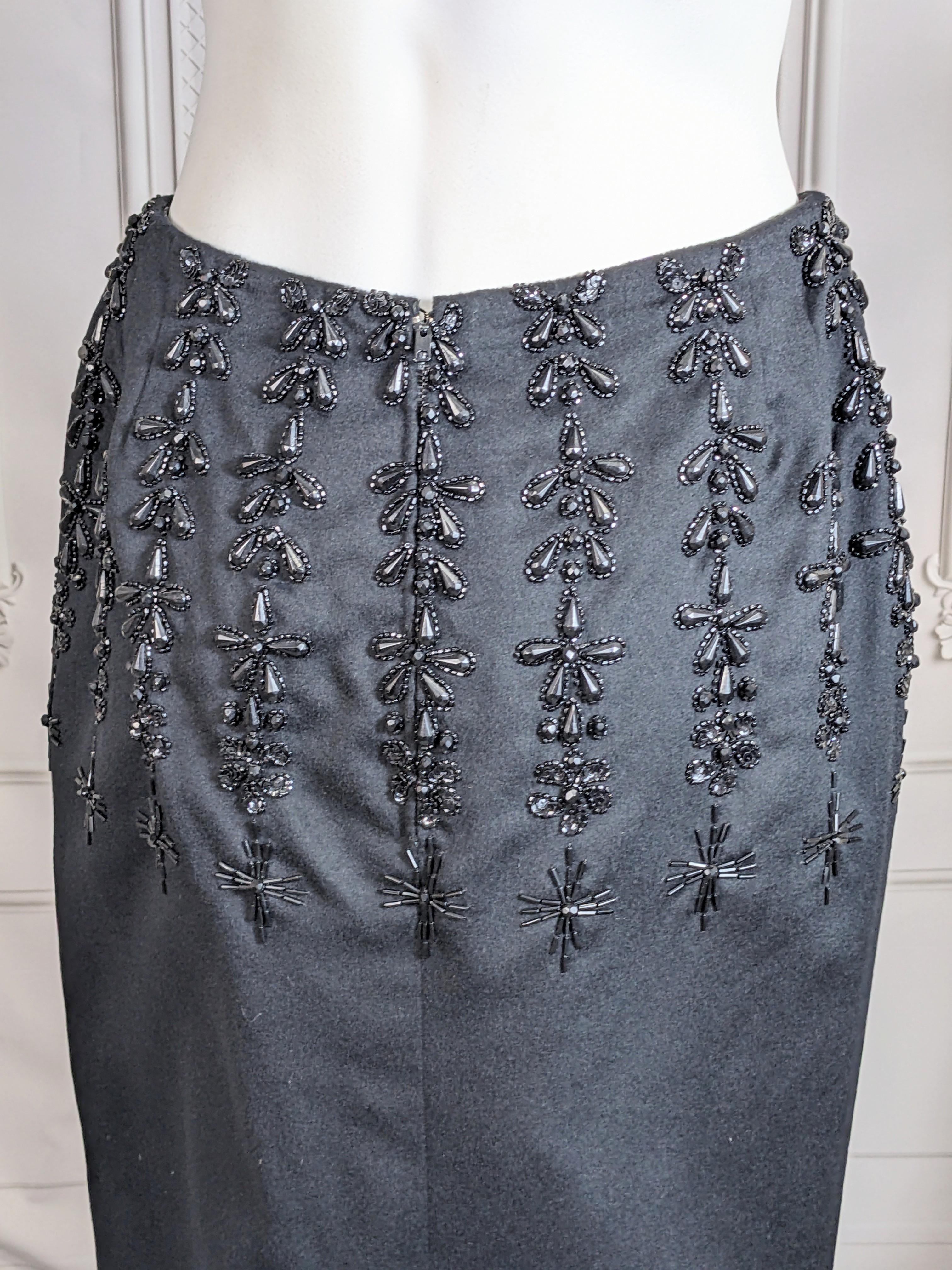 Elegant Jet Beaded Wool Velour Cocktail Ensemble For Sale 8