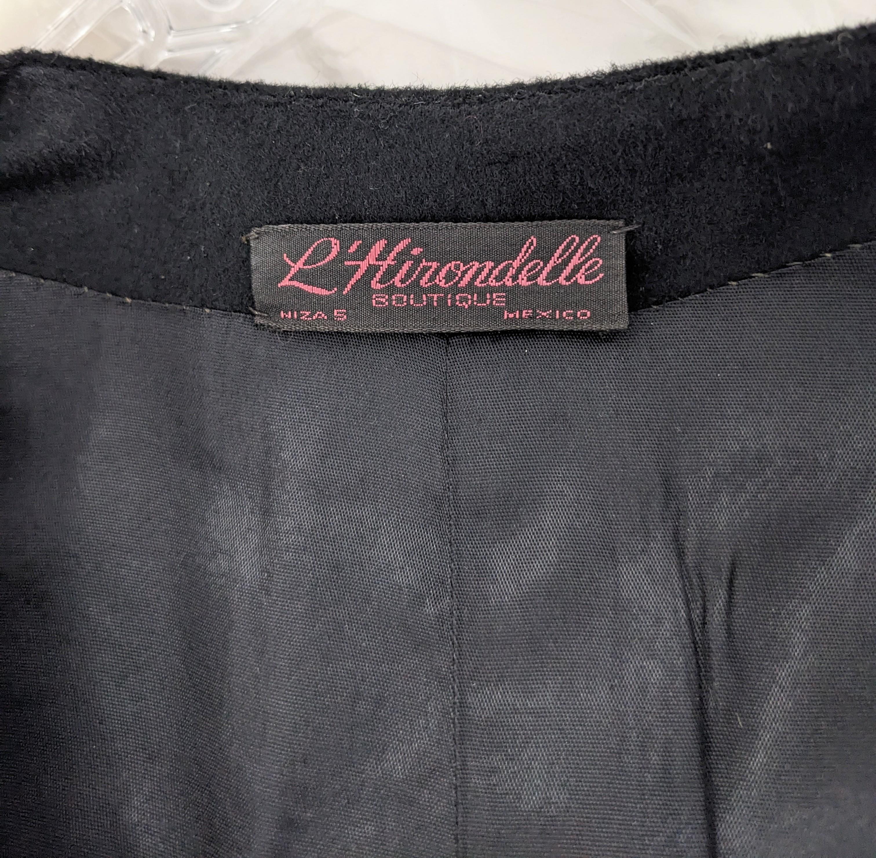 Elegant Jet Beaded Wool Velour Cocktail Ensemble For Sale 4