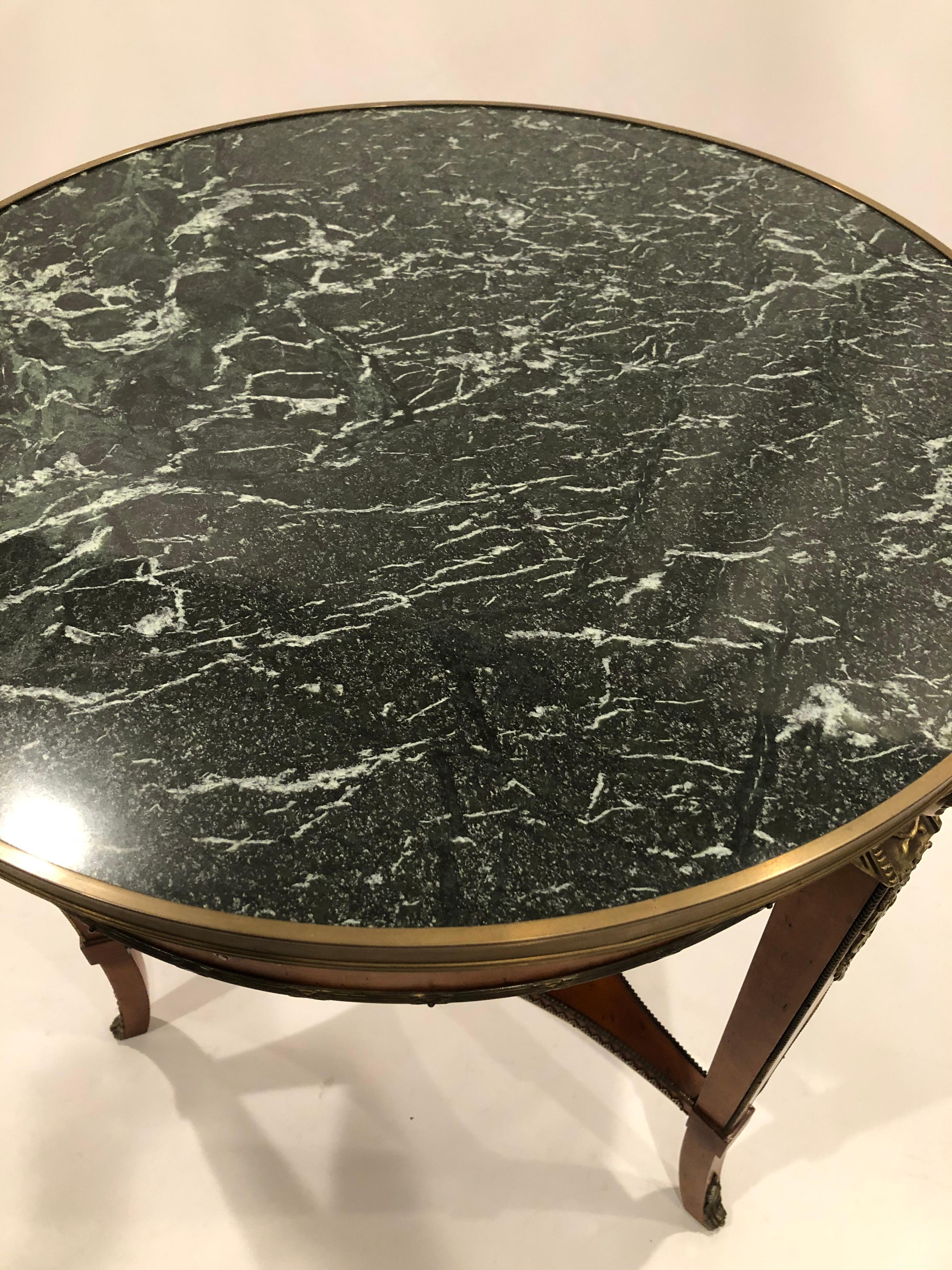 Late 20th Century Elegant John Widdicomb Round Marble Top Burlwood Side Table For Sale