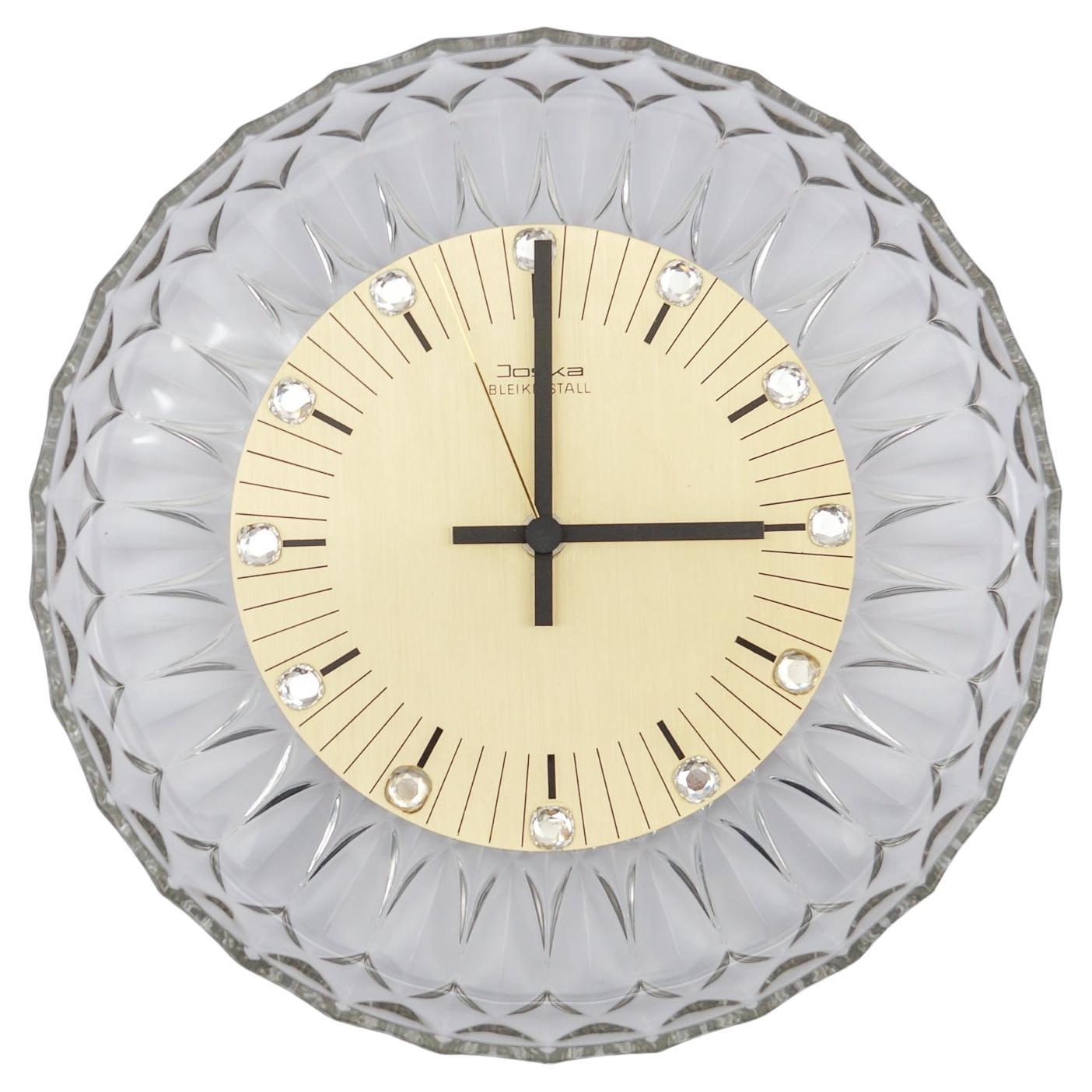 Elegant JOSKA Hollywood Regency wall clock made of lead crystal, 1970s Germany