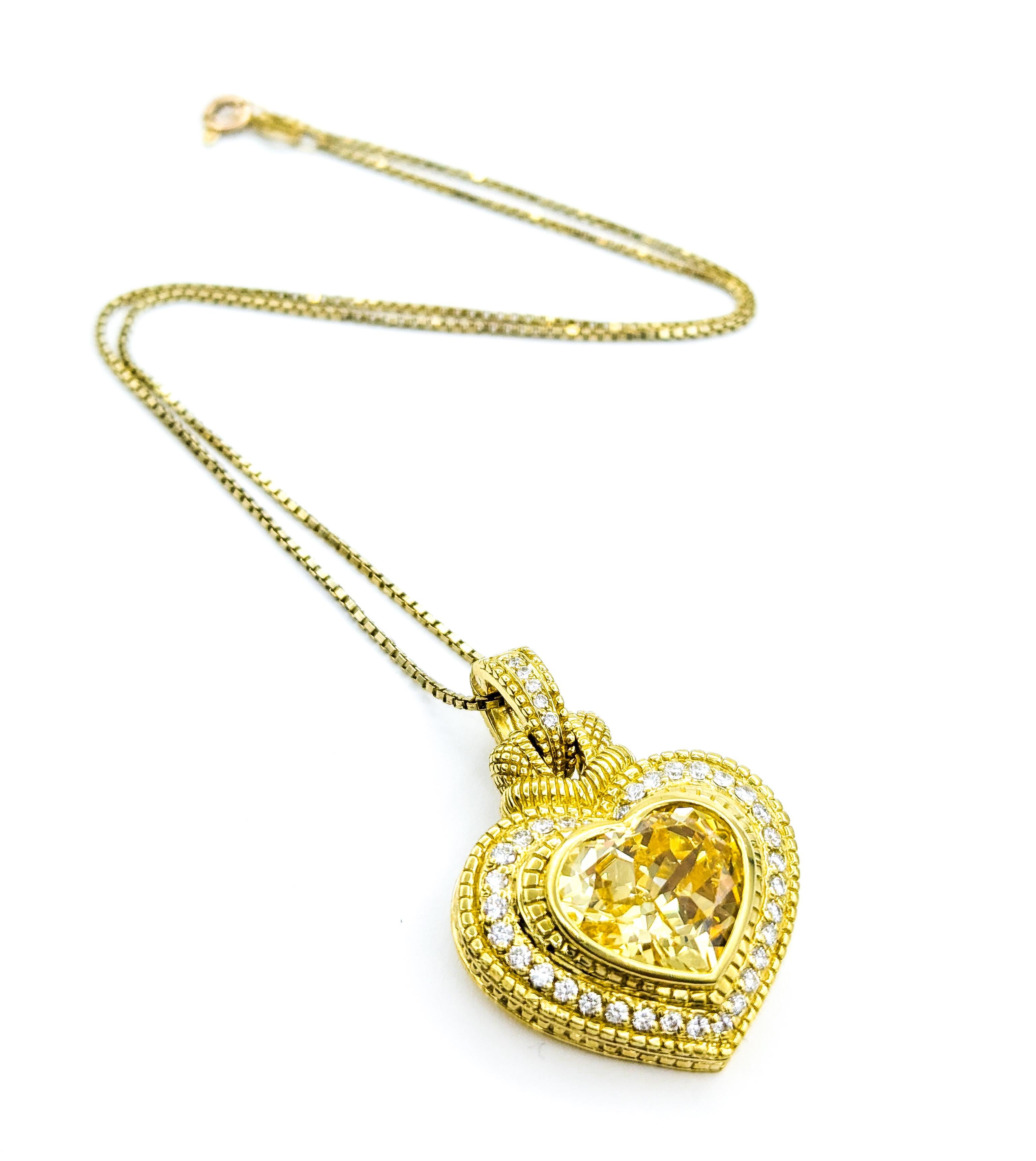 De las mujeres Elegante Colgante Judith Ripka de Piedras Preciosas con Cristal Canario y Diamantes en 18k/14