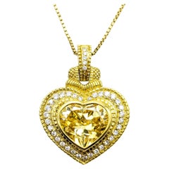 Elegante Colgante Judith Ripka de Piedras Preciosas con Cristal Canario y Diamantes en 18k/14