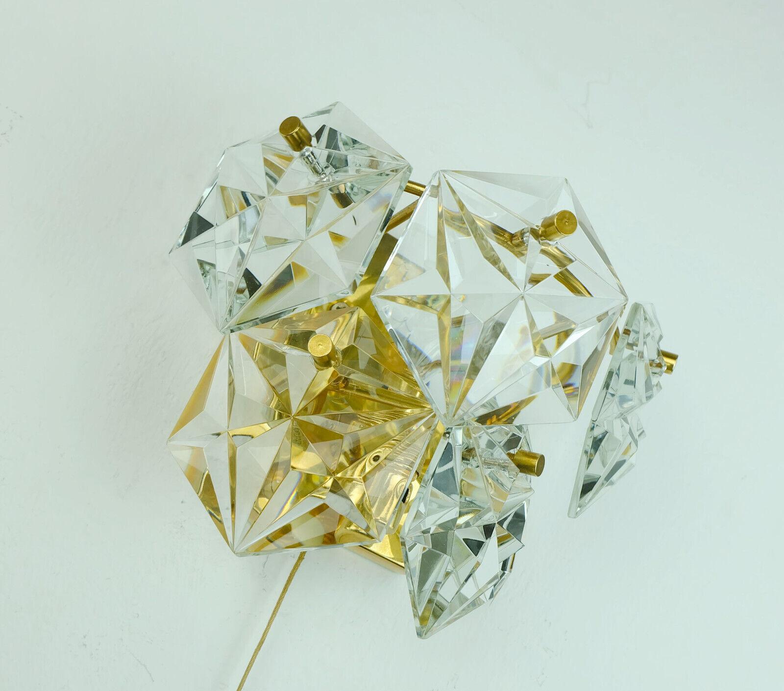 elegant kinkeldey mid century SCONCE crystal glass prisms and gilded metal For Sale 3