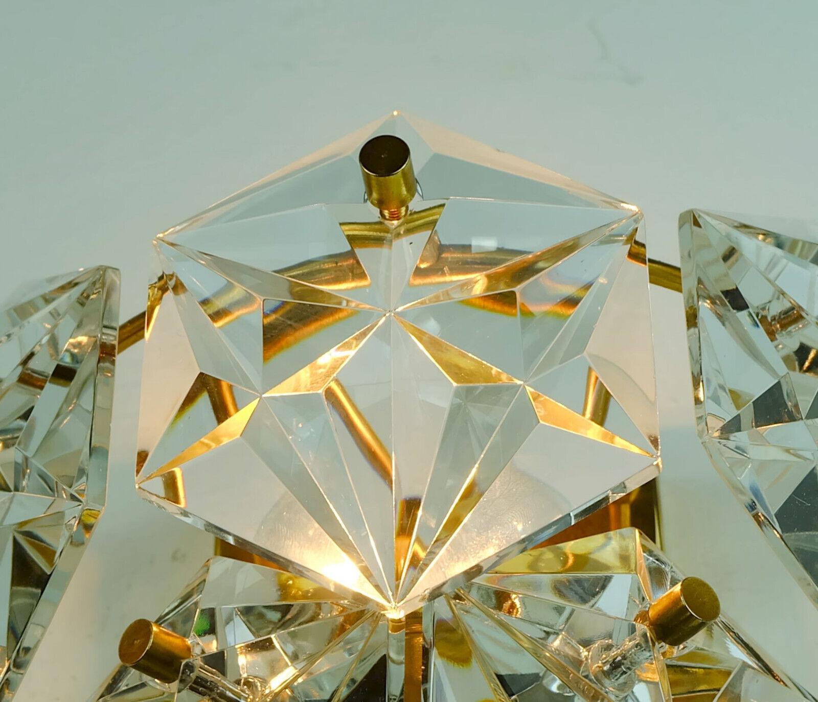 German elegant kinkeldey mid century SCONCE crystal glass prisms and gilded metal For Sale