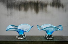 Eleganza della Ciotola in vetro di Murano La Meridiana su base d'argento con 4 donne rilassanti