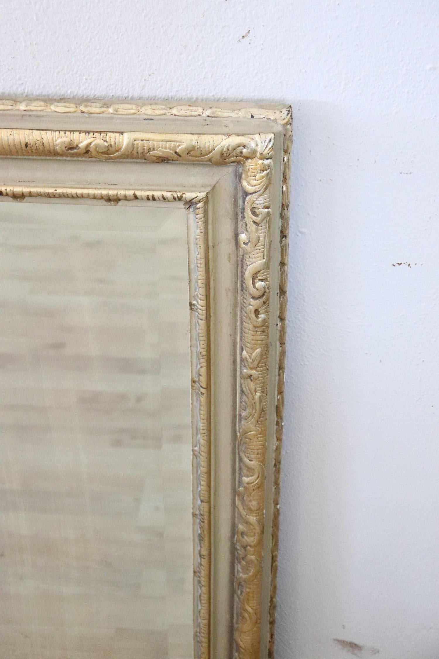 Italian Elegant Lacquered and Gilded Wood Large Wall Mirror