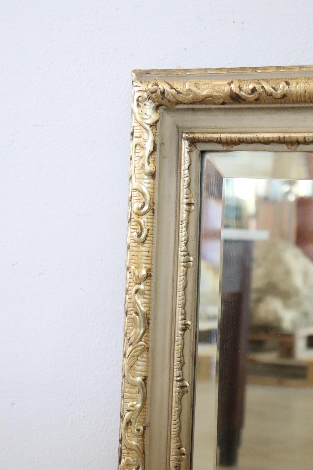 Late 20th Century Elegant Lacquered and Gilded Wood Large Wall Mirror