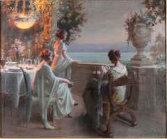 Dames élégantes sur la terrasse par D. Enjolras