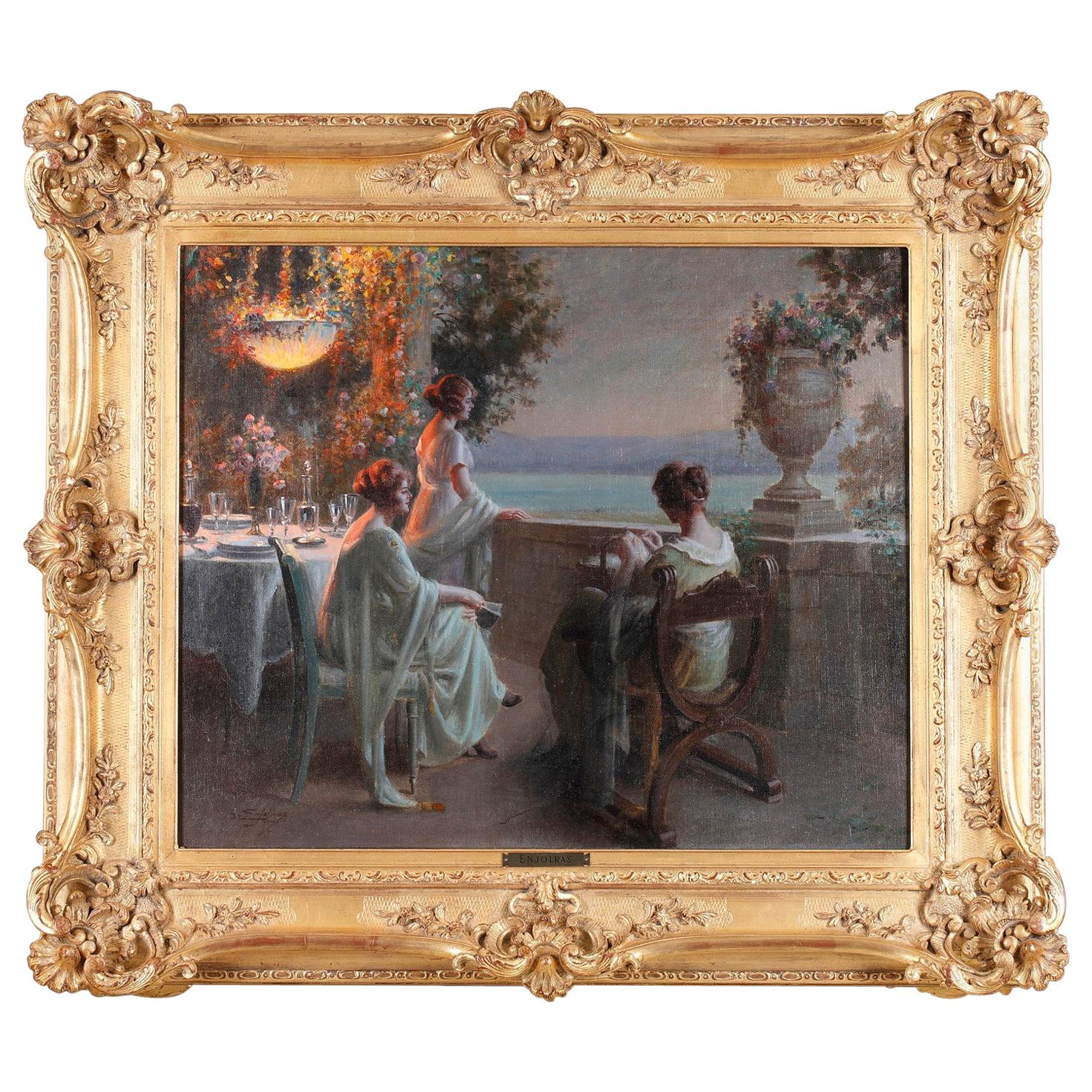 Elegant Ladies on the Terrace by D. Enjolras