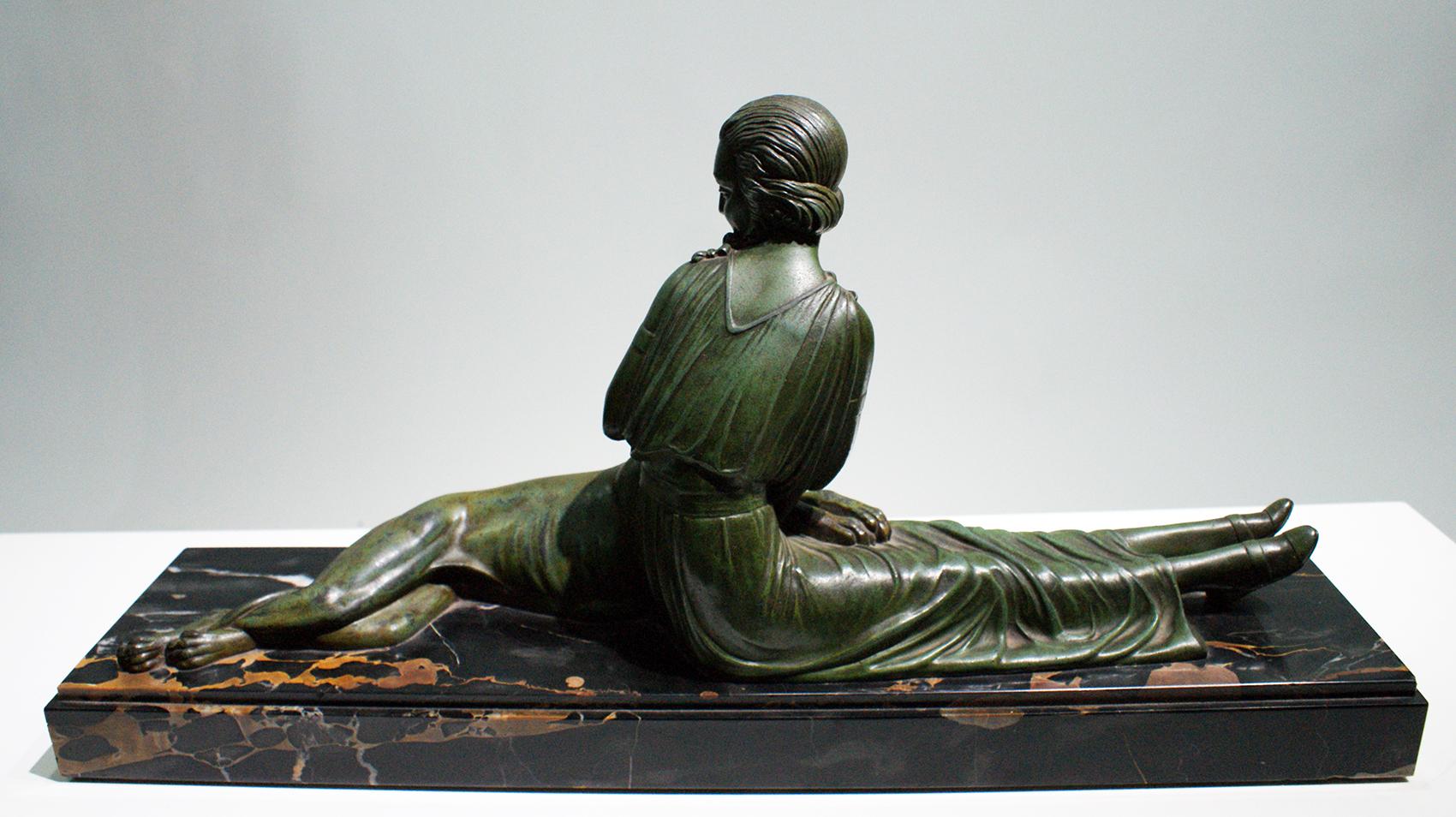 Patinated “Elegant Lady” Stunning Large Art Deco Sculpture Signed by D.H Chiparus For Sale