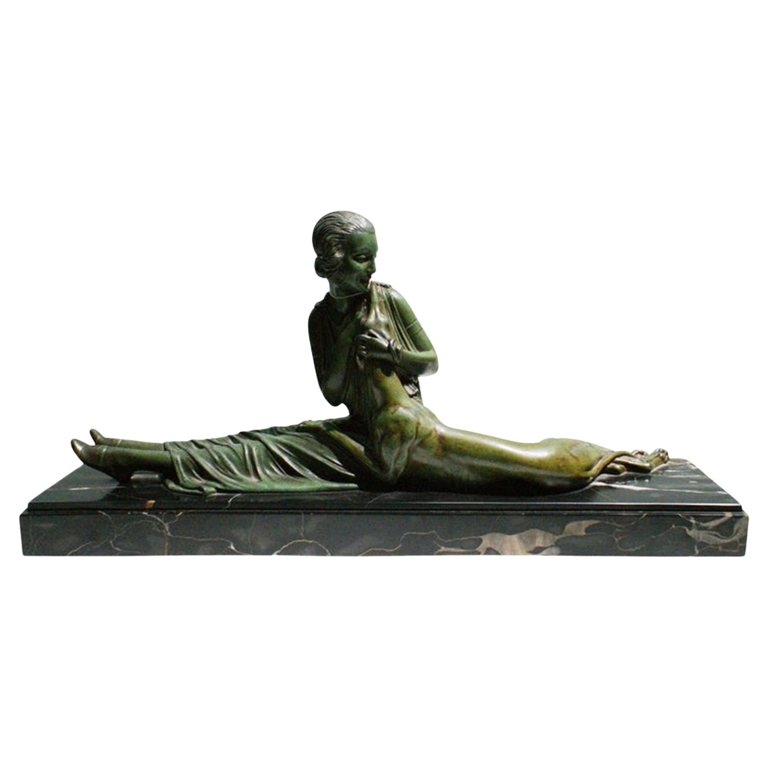 "Elegante Dame" Atemberaubende große Art-Deco-Skulptur Signiert von D.H Chiparus