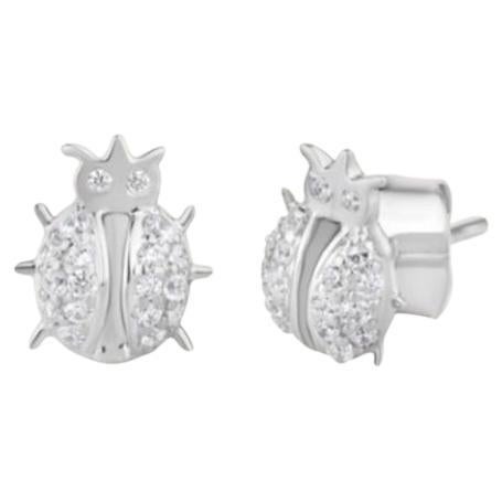 Elegant Ladybug Moissanite Studs 925 Sterling Silver Minimalist Earring For Her. For Sale