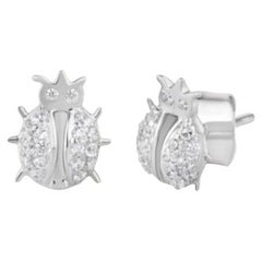 Eleganza della coccinella Moissanite con orecchini minimalisti in argento 925 per lei.
