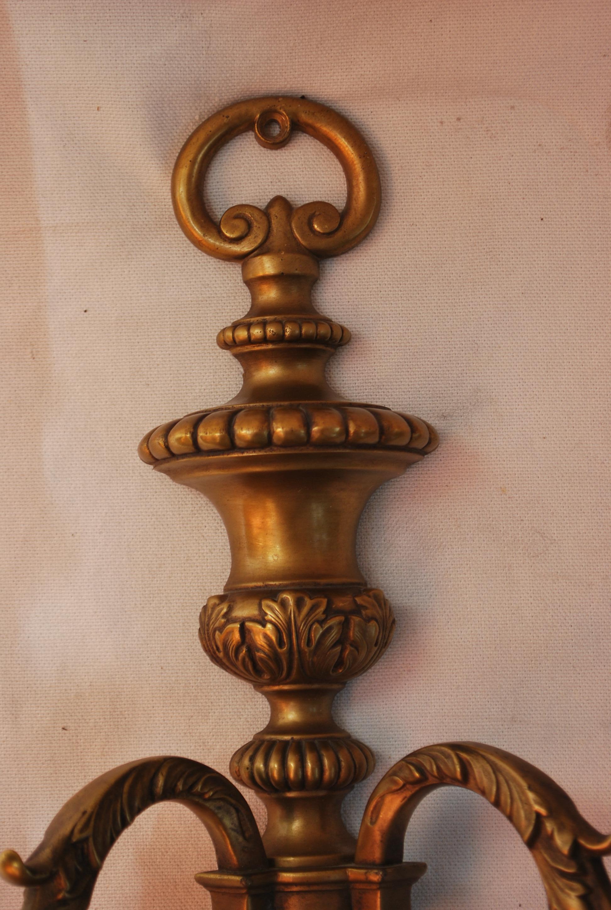 Early 20th Century Elegant large 1920's brass sconces For Sale