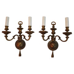 Elegant large 1920's brass sconces