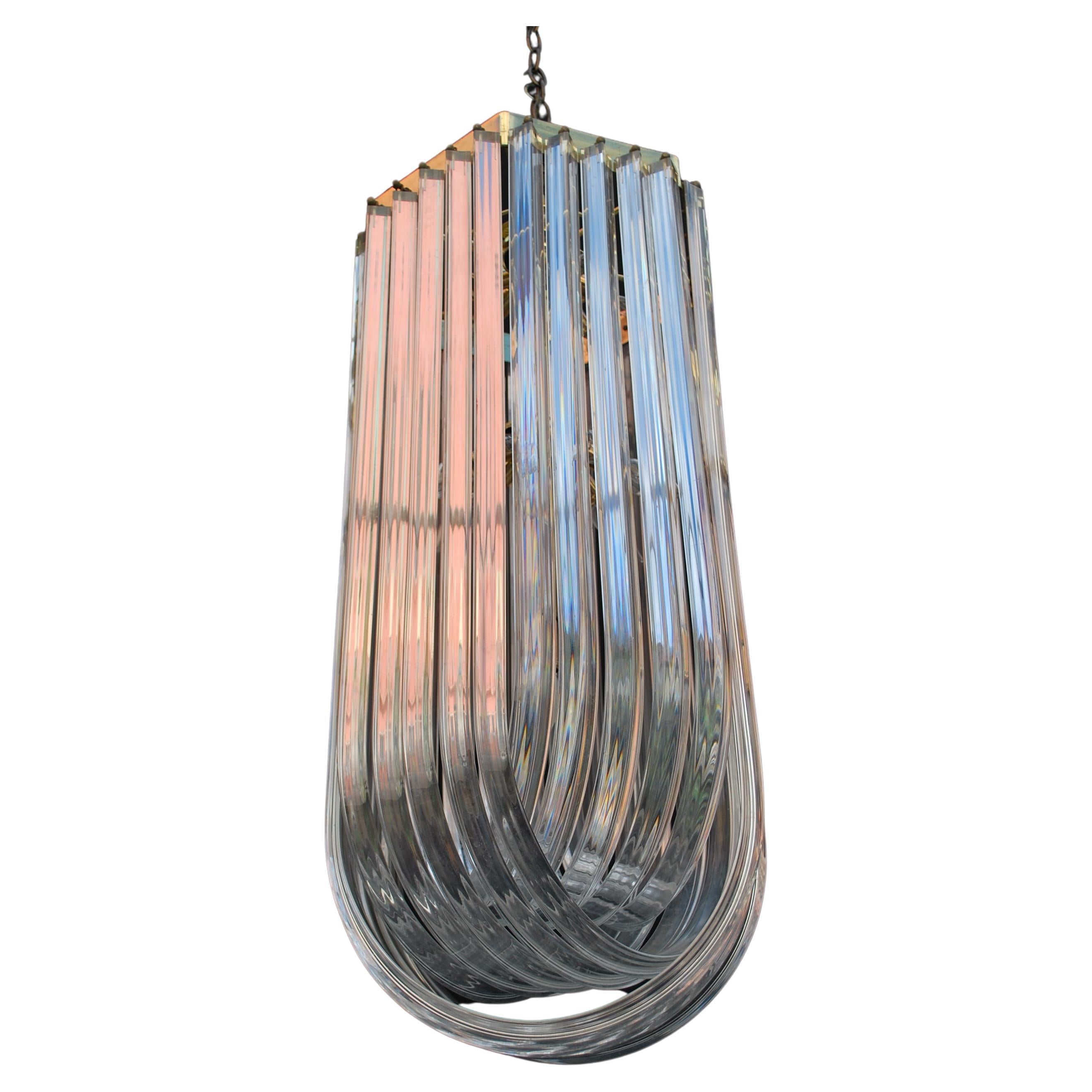 Elegant Large 1970's Lucite Ribbon Light For Sale