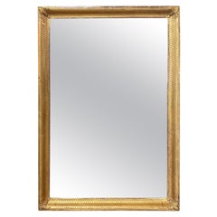 Elegant Large 19th Century French Gold Diamond Pattern Rectangular Mirror