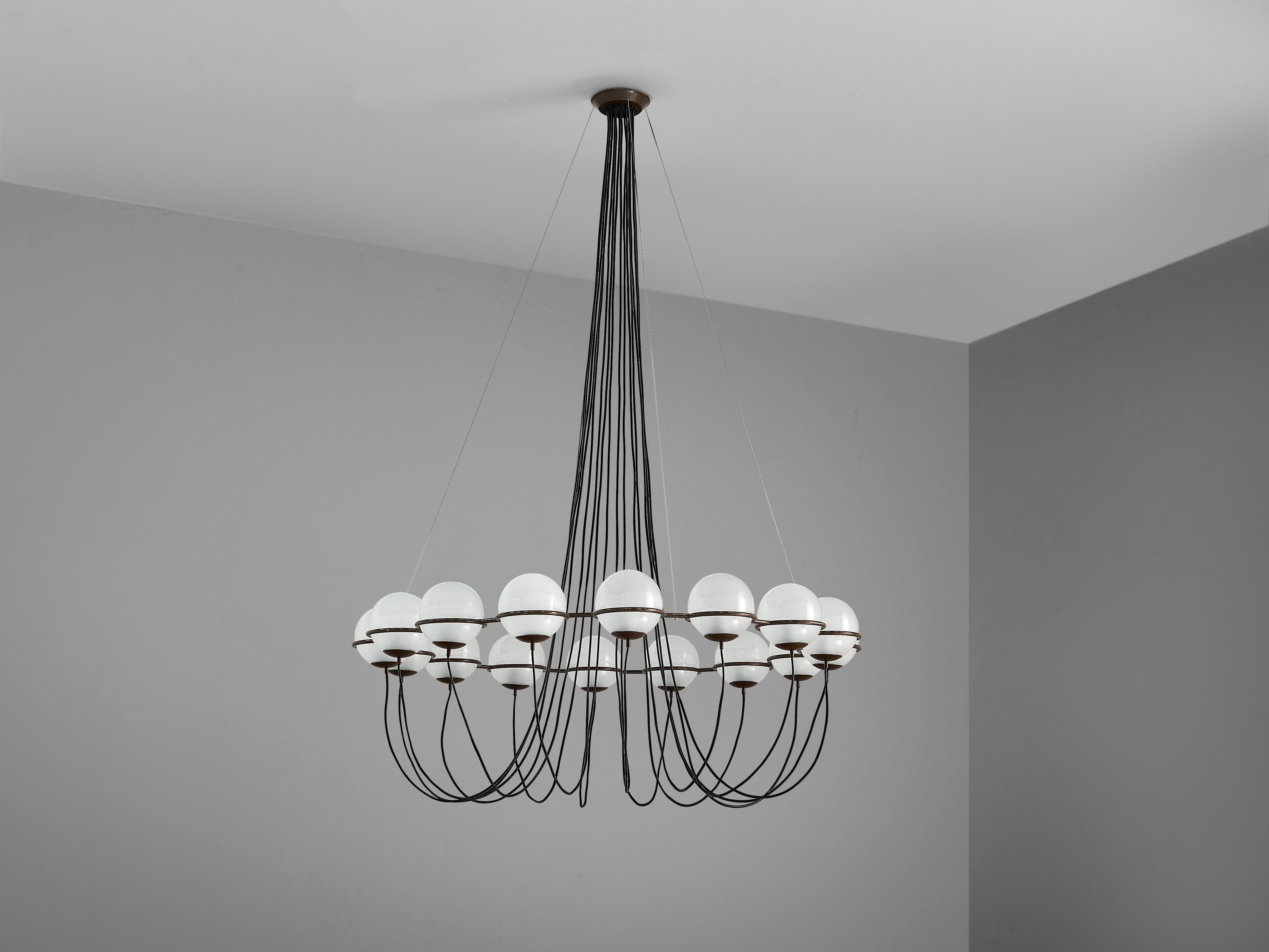 Elegant Large Chandelier in Metal and Glass 4