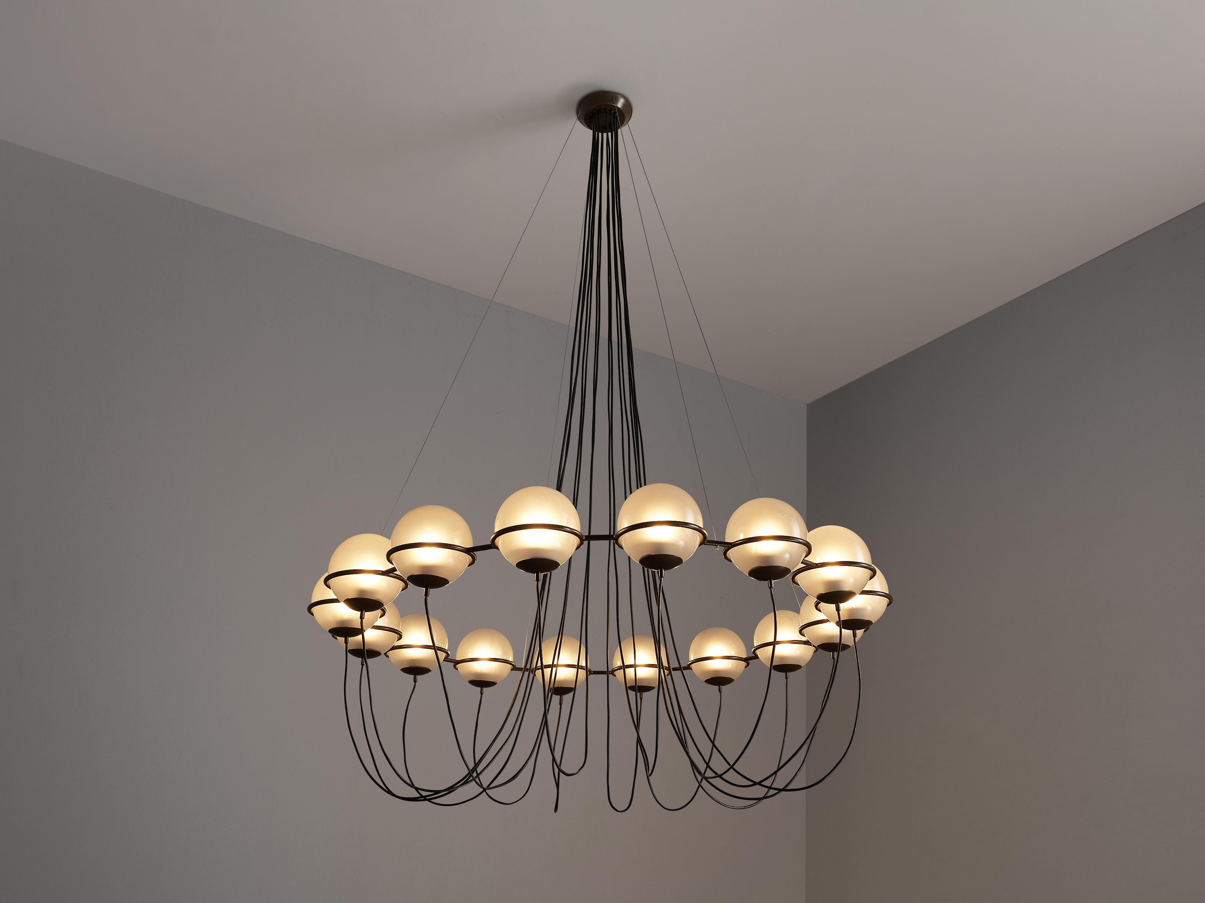 European Elegant Large Chandelier in Metal and Glass