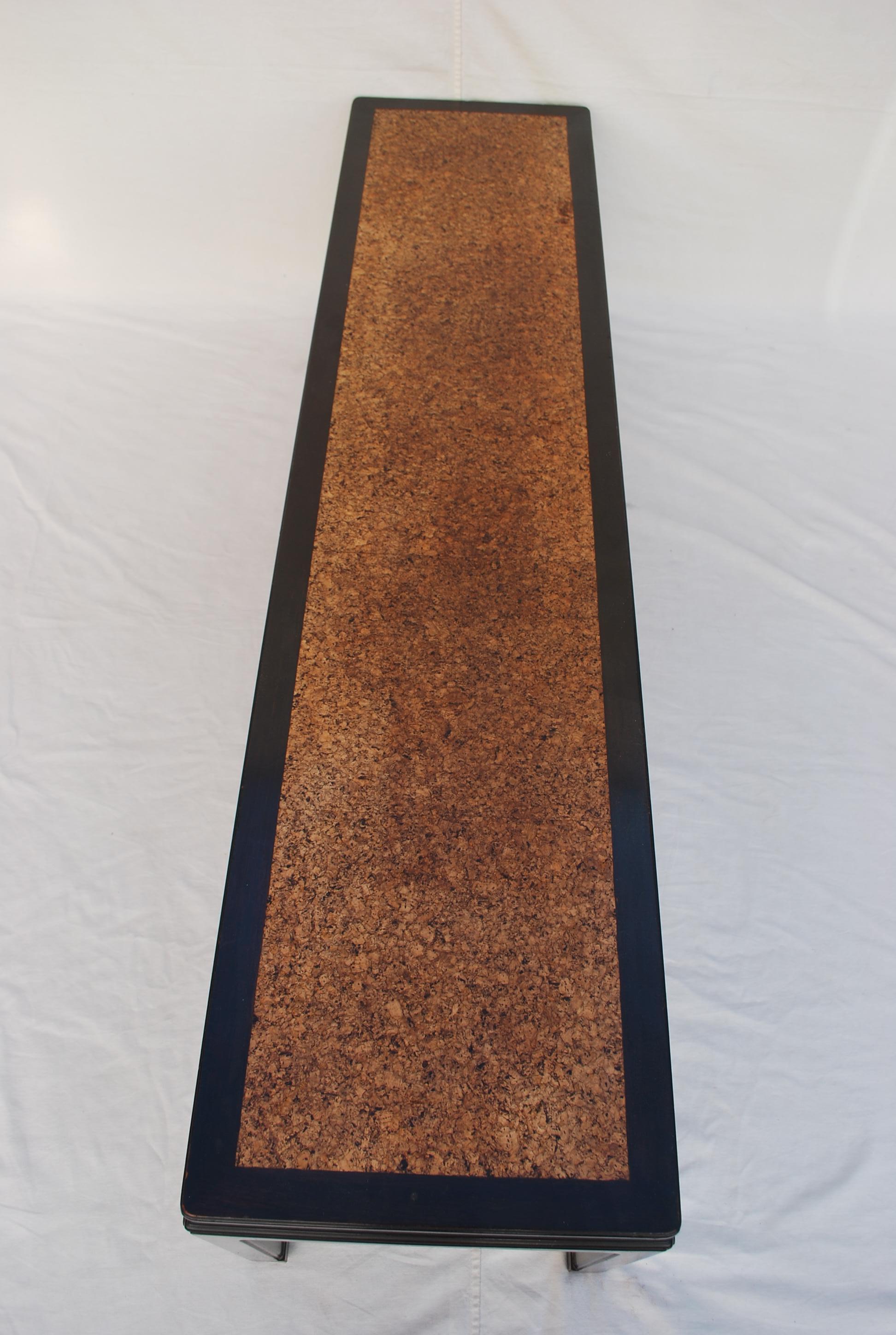 Elegant large coffee table design by Edward Wormley with Cork top In Good Condition For Sale In Los Angeles, CA